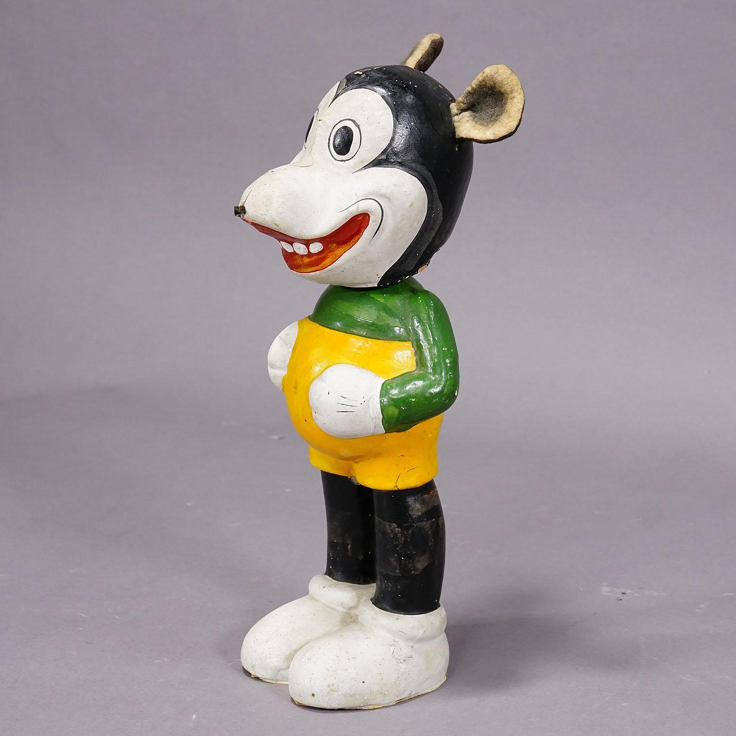 Mid-Century Modern Antique Paper Mache Bobble Head Mikey Mouse ca. 1930s For Sale