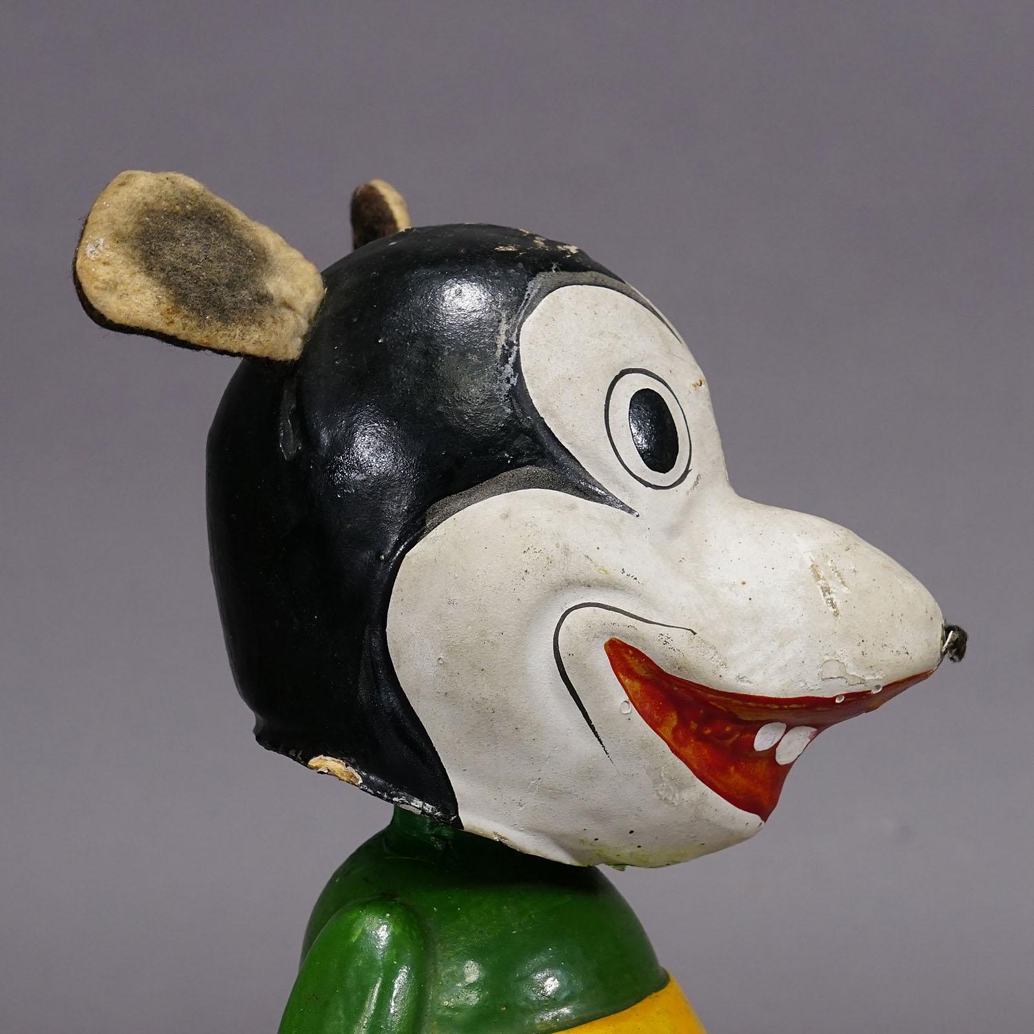 20th Century Antique Paper Mache Bobble Head Mikey Mouse ca. 1930s For Sale