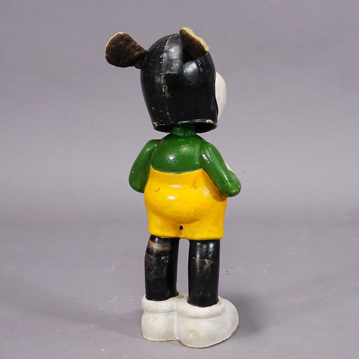Antique Paper Mache Bobble Head Mikey Mouse ca. 1930s In Good Condition For Sale In Berghuelen, DE