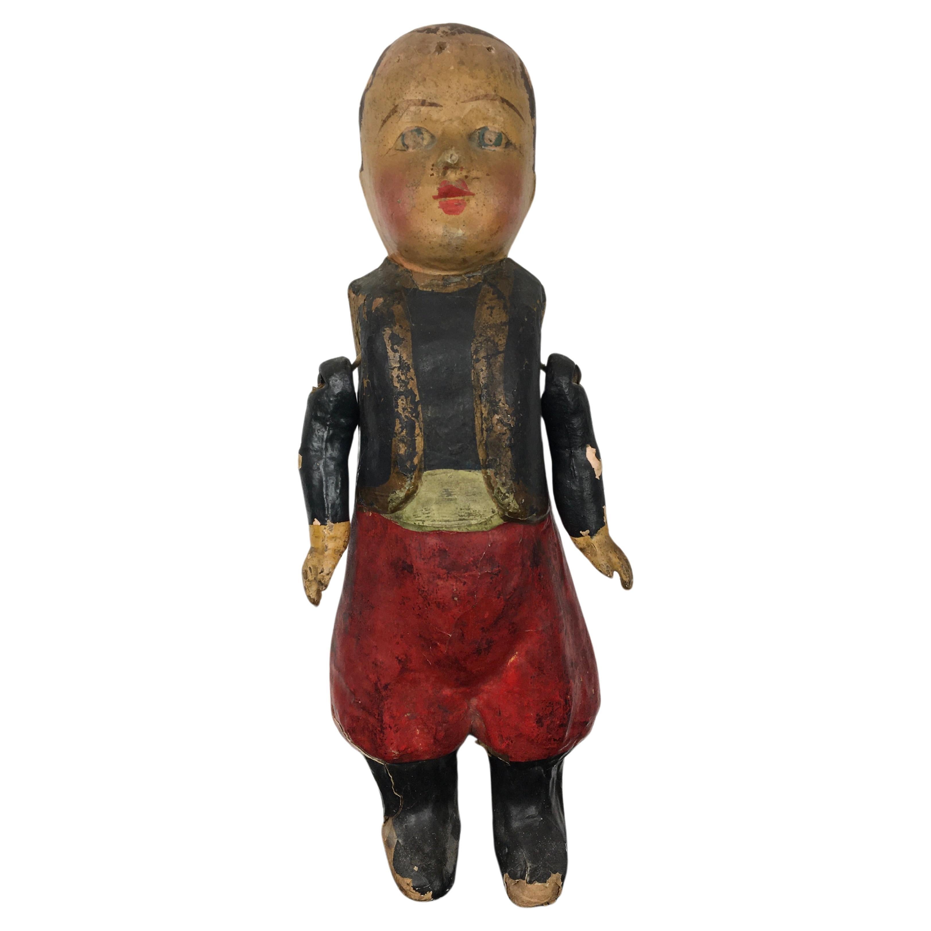 Antique Paper Mache Doll, France, 1930s For Sale