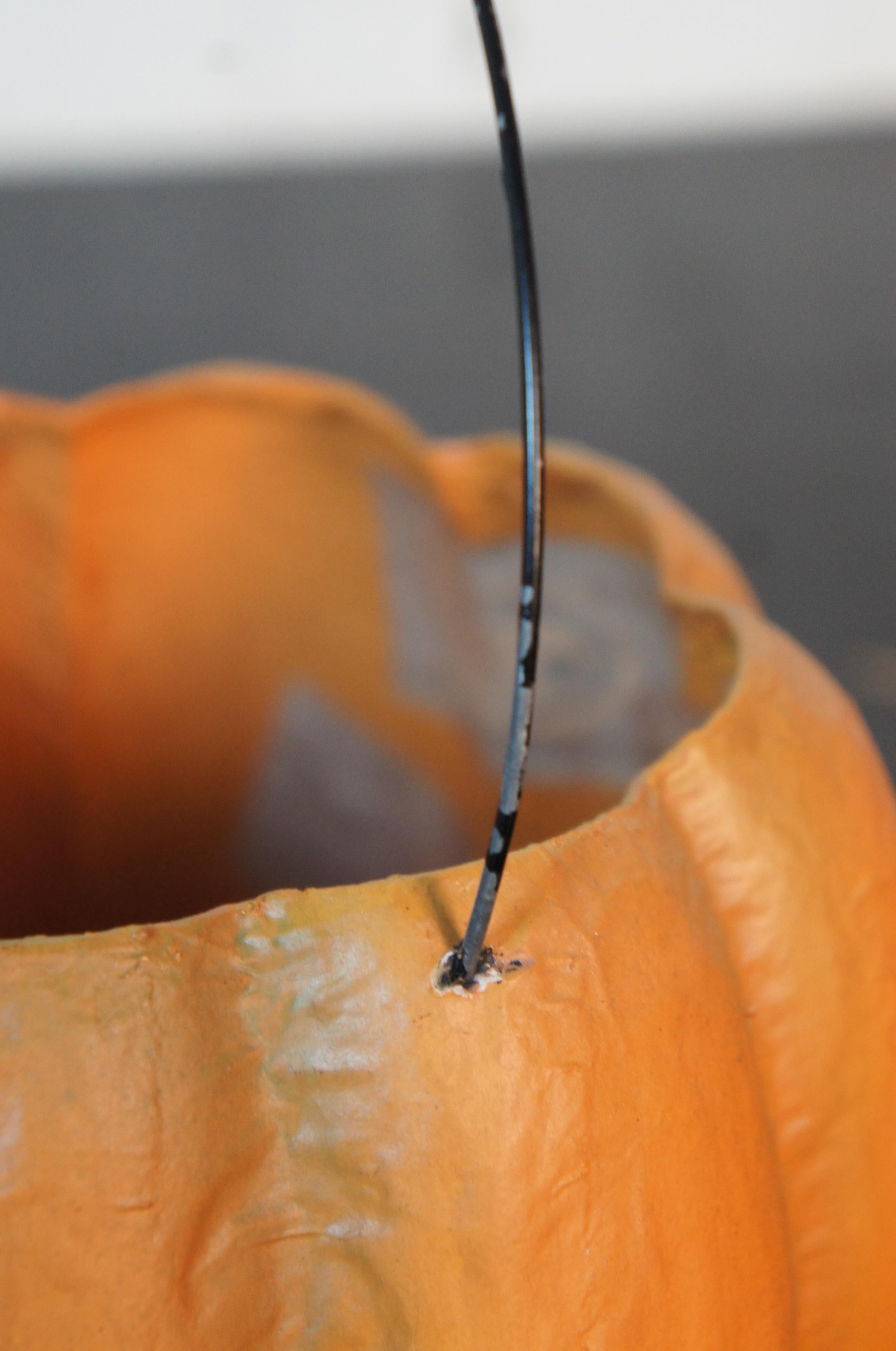 Paint Antique Paper Mache Jack o Lantern Pumpkin Bucket Candy Container Germany