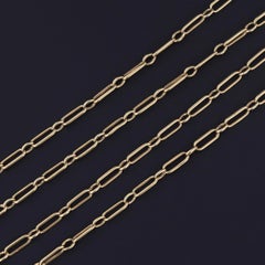 Antique Paperclip Link Lariat Watch Chain Necklace of 14k Gold