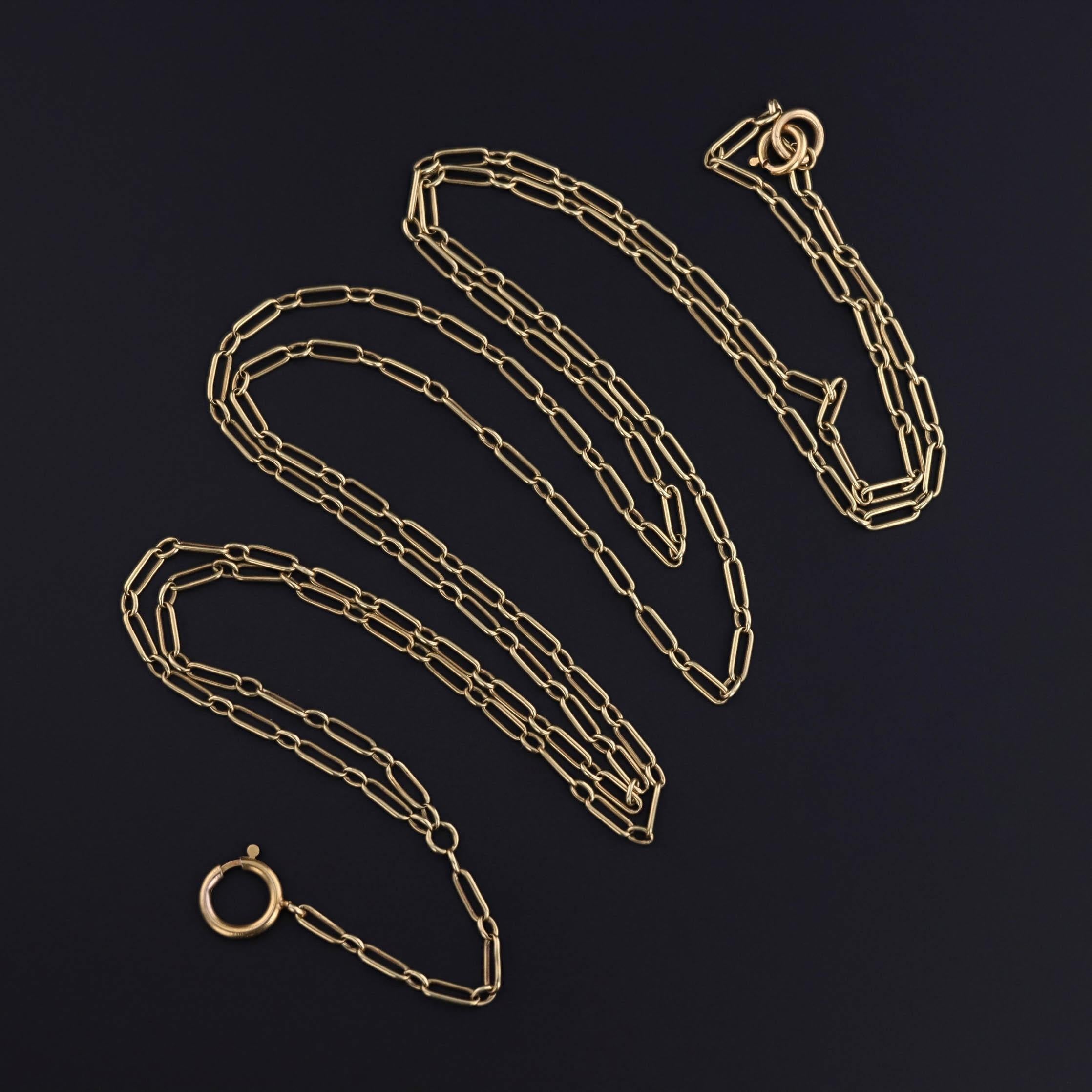 Edwardian Antique Paperclip Link Lariat Watch Chain Necklace of 14k Gold