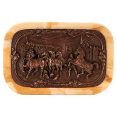 Antique paperweight in marble and embossed copper. United Kingdom 1890.