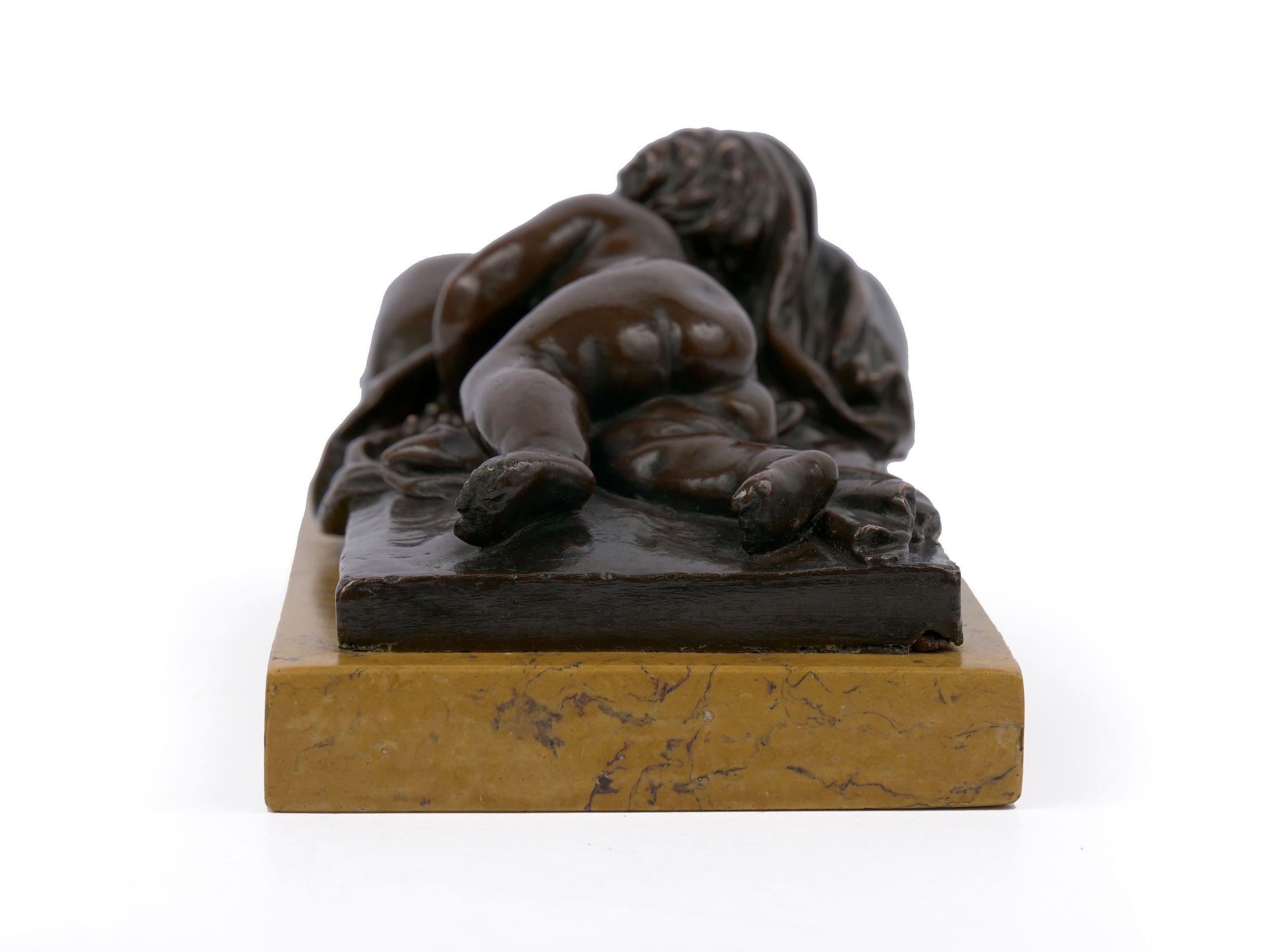 Bronze Antique Paperweight Sculpture of “Sleeping Putto” After François Duquesnoy For Sale