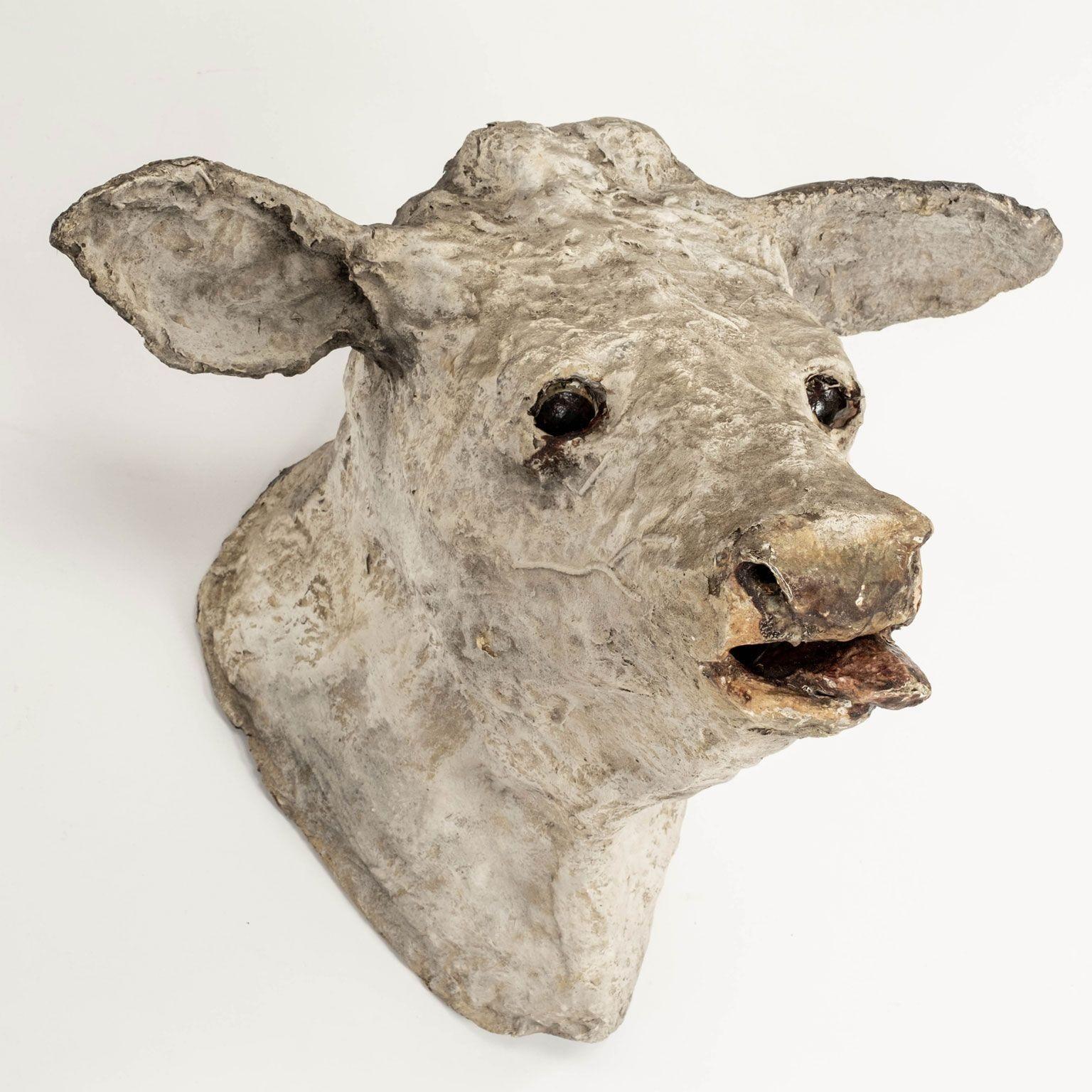 Antique Papier Mâché Cow Head For Sale 1