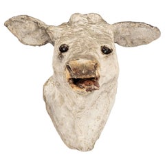 Vintage Papier Mâché Cow Head