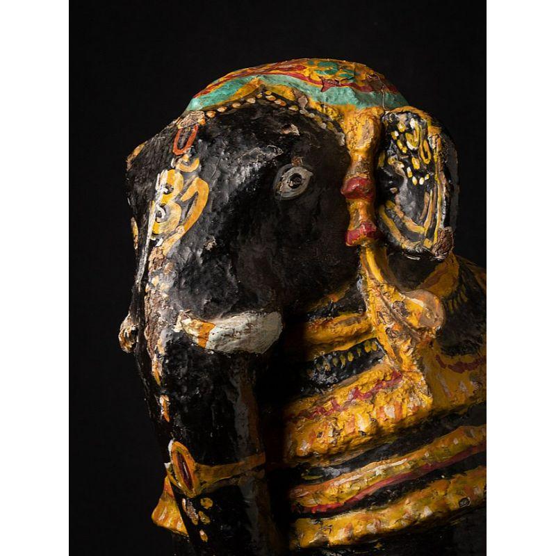 Wood Antique Papier Mâché Elephant from India from India For Sale