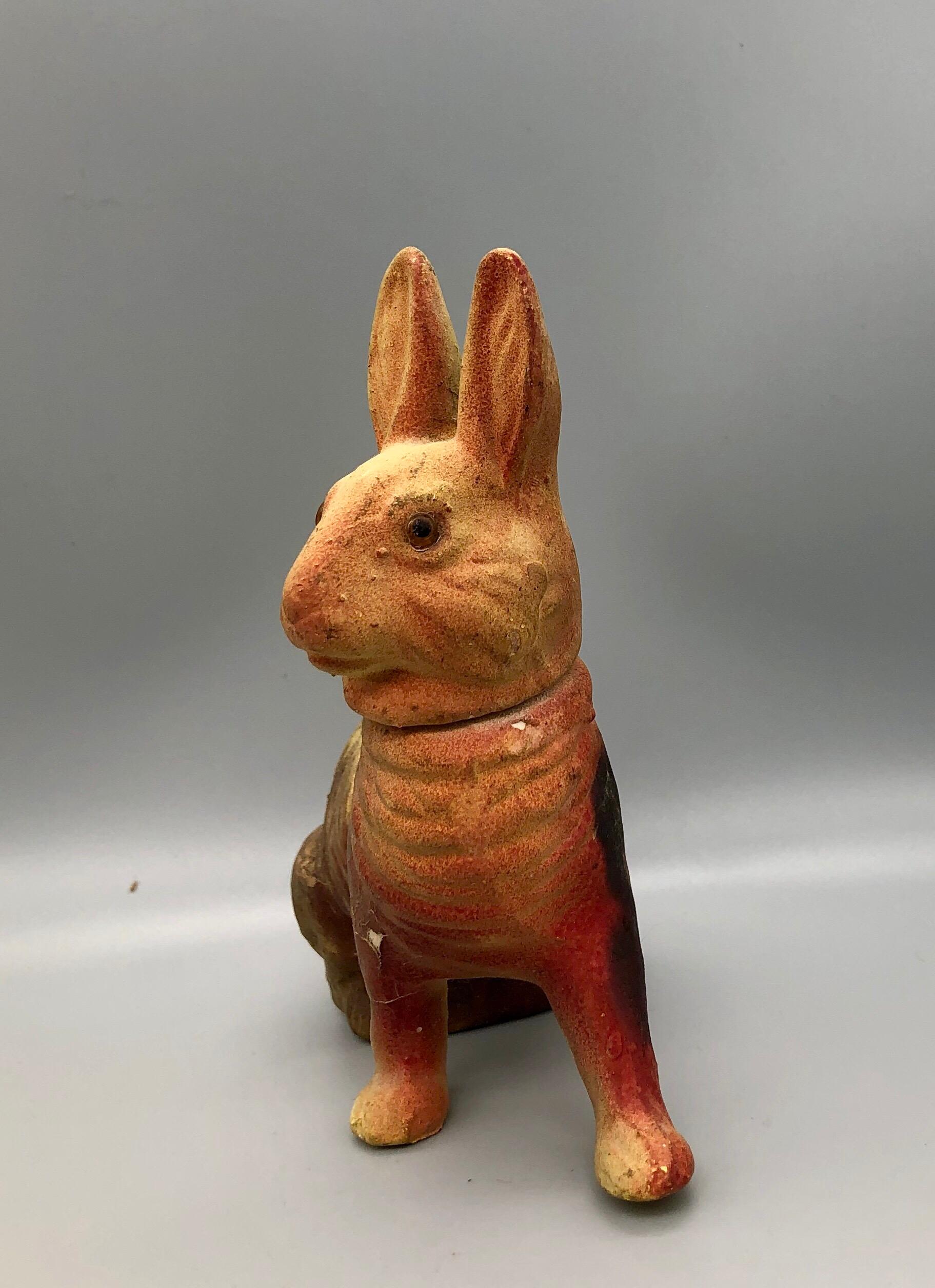 Victorian Antique Papier-Mâché Rabbit, Handmade 1890s Europe Easter Bunny For Sale