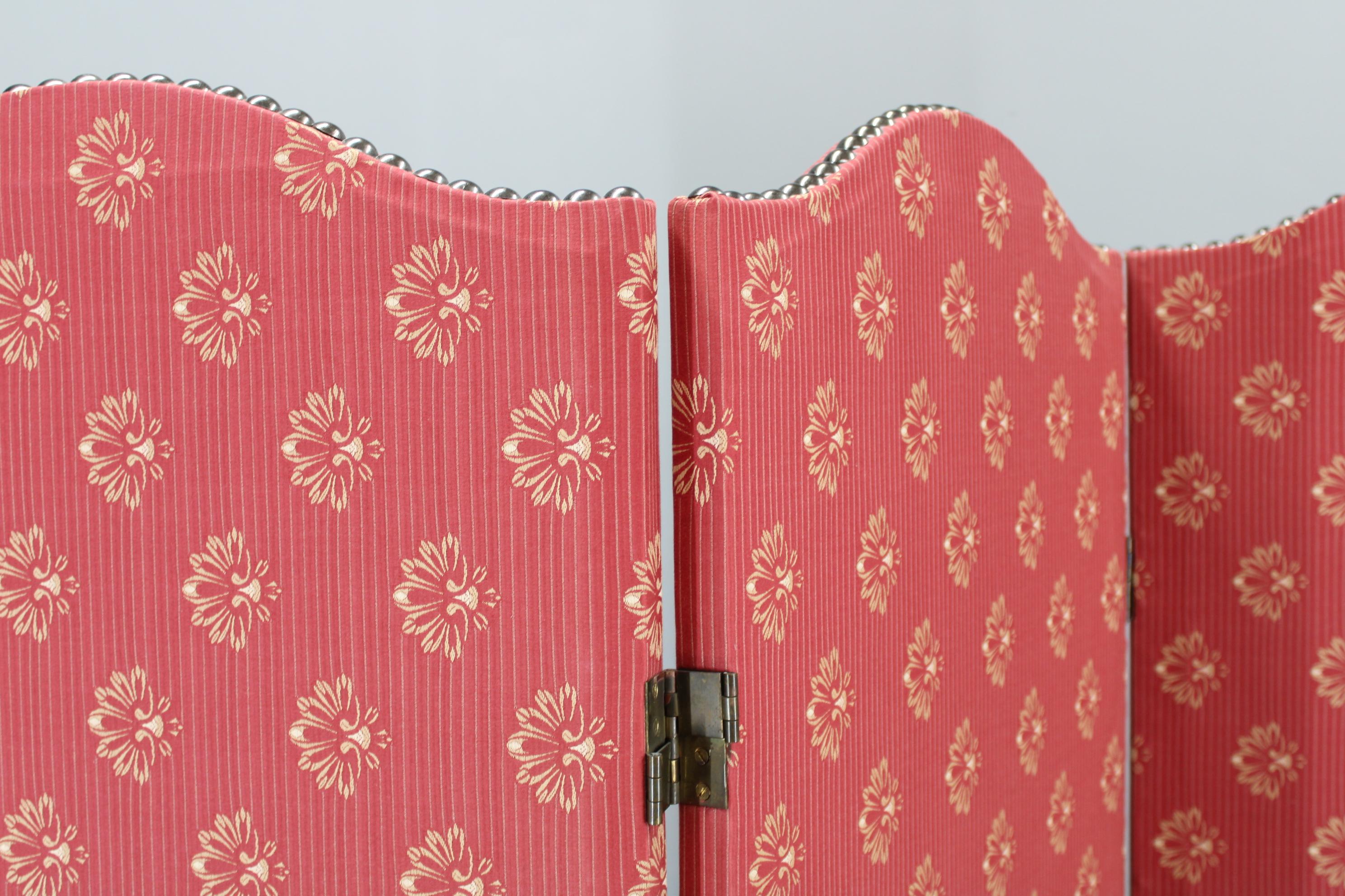 Antique Paravan with Fabric, Czechoslovakia In Good Condition For Sale In Praha, CZ