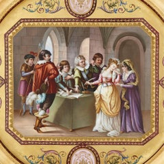 Antique parcel gilt and painted porcelain charger plate by Royal Vienna