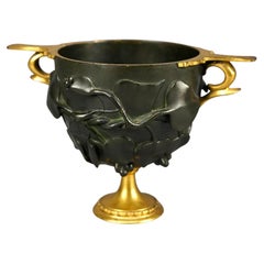 Antique Gilt Bronze Ceremonial Boscoreale Scyphus Olive & Branch Wine Cup, c1880