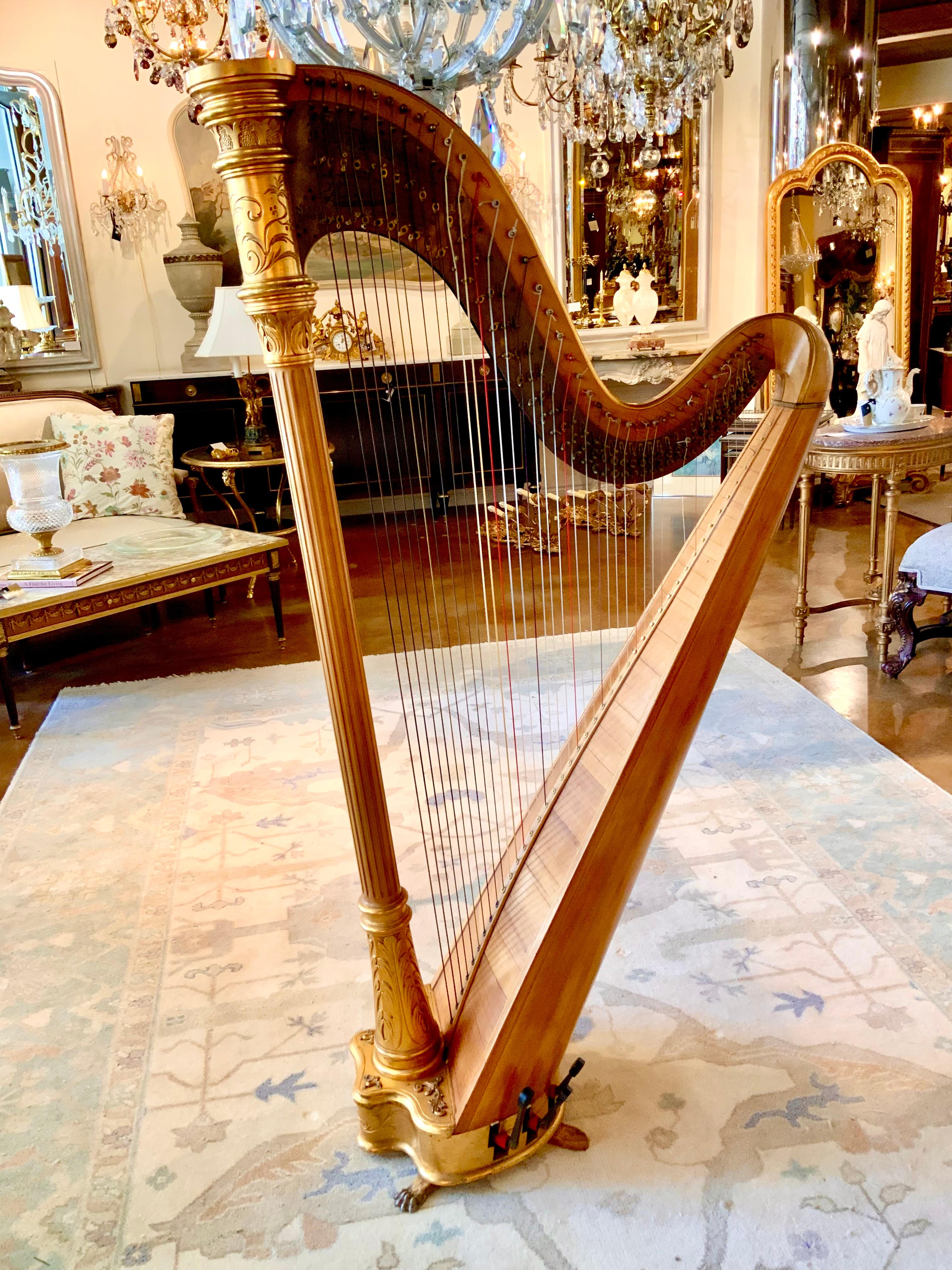 Antique parcel gilt musical harp by Lyon and Healy 3