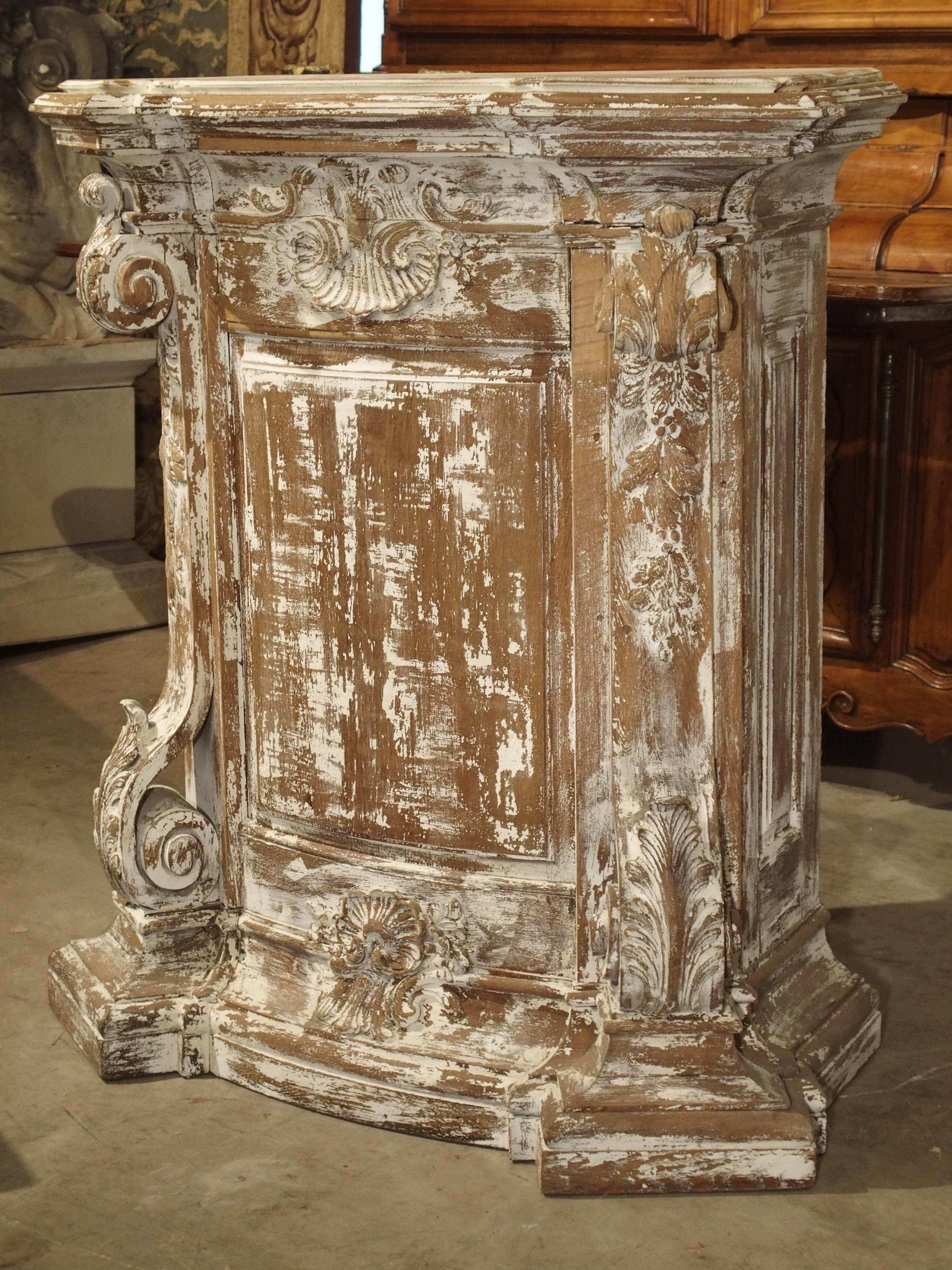 Antique Parcel Paint Louis XV Style Pedestal from Liege, Belgium, circa 1850 5