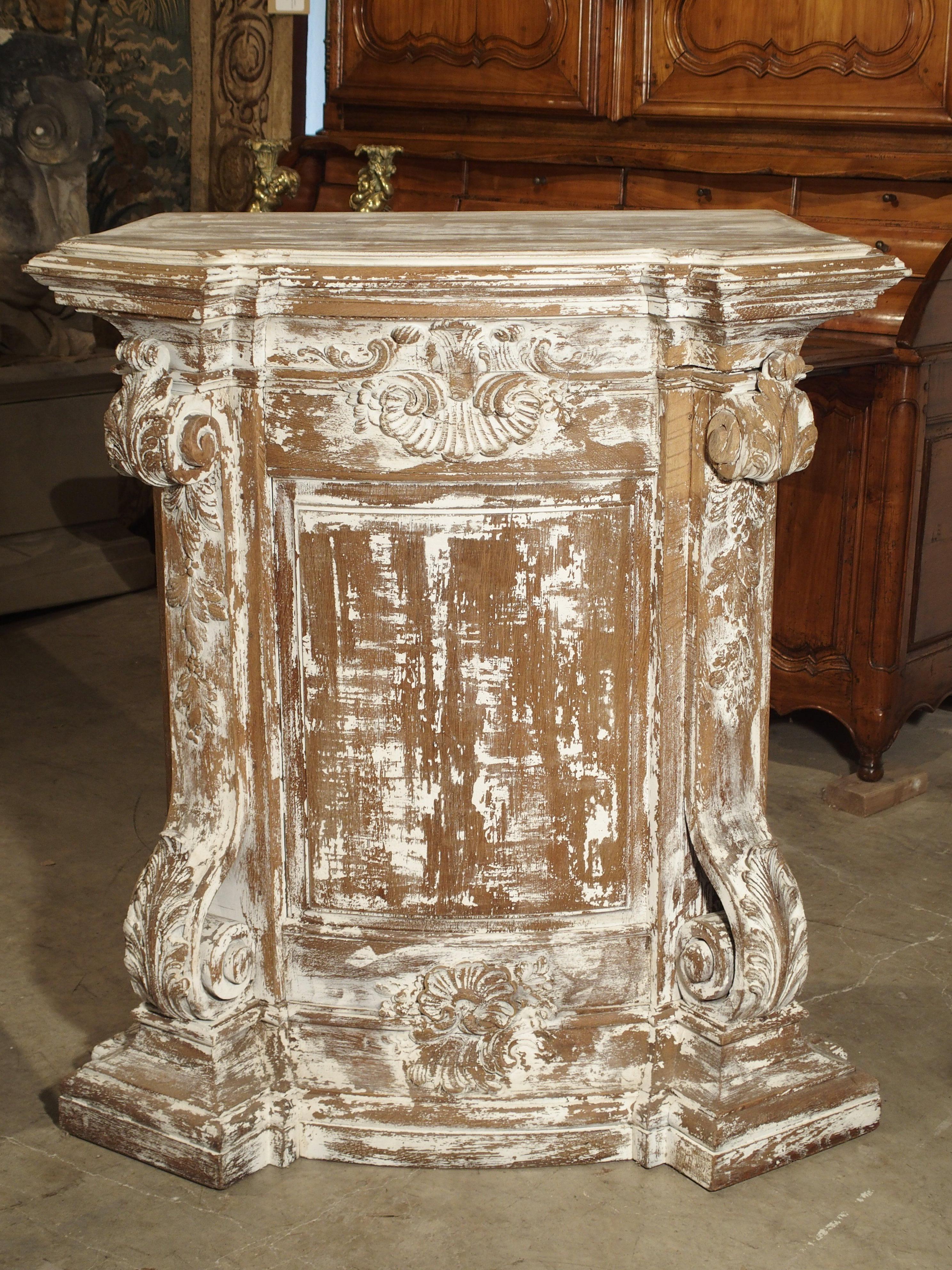 Antique Parcel Paint Louis XV Style Pedestal from Liege, Belgium, circa 1850 14