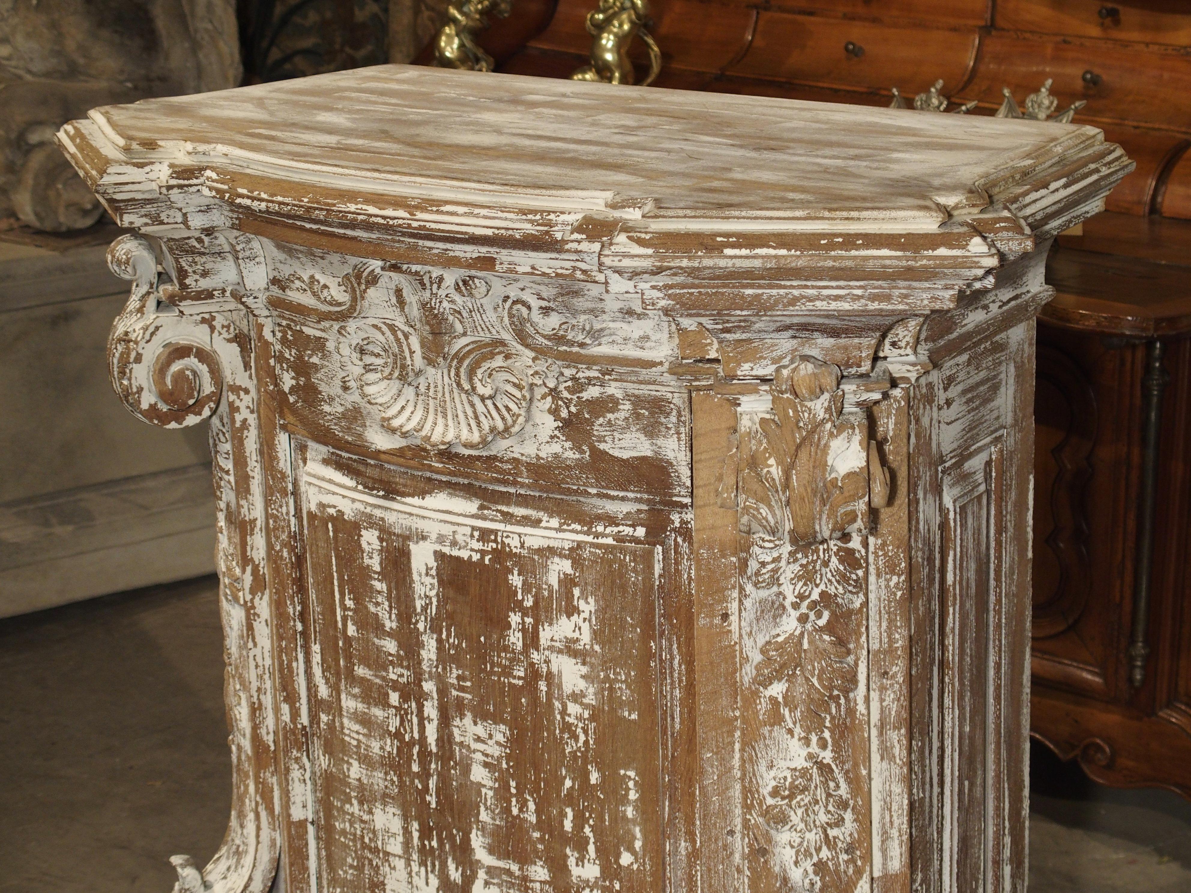 18th Century and Earlier Antique Parcel Paint Louis XV Style Pedestal from Liege, Belgium, circa 1850