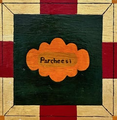 Antico tavolo da gioco Parcheesi Folk Art