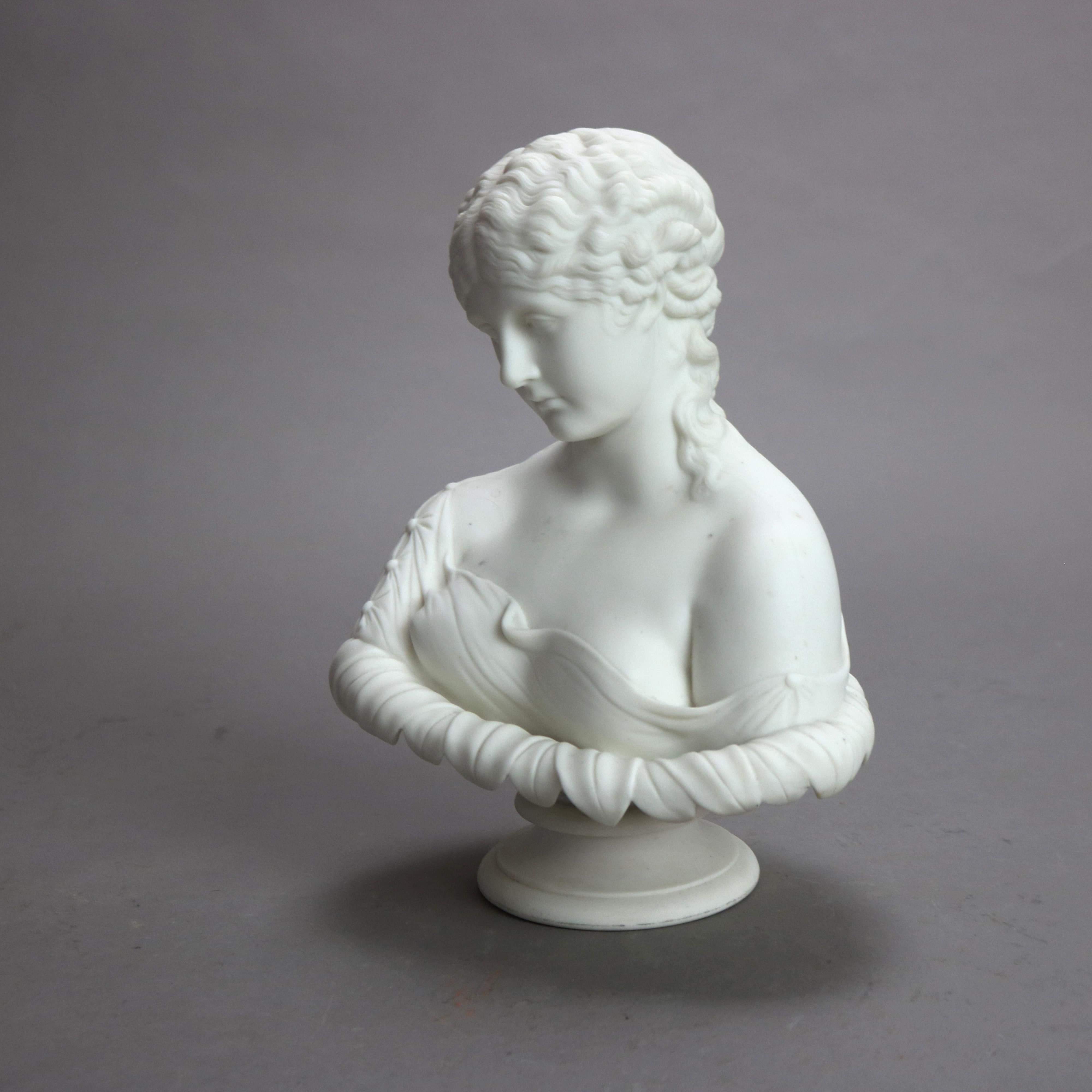 Antique Parian Bisque Porcelain Bust of a Classical Woman C1890

Measures - 10