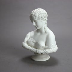 Antique Parian Bisque Porcelain Bust of a Classical Woman C1890
