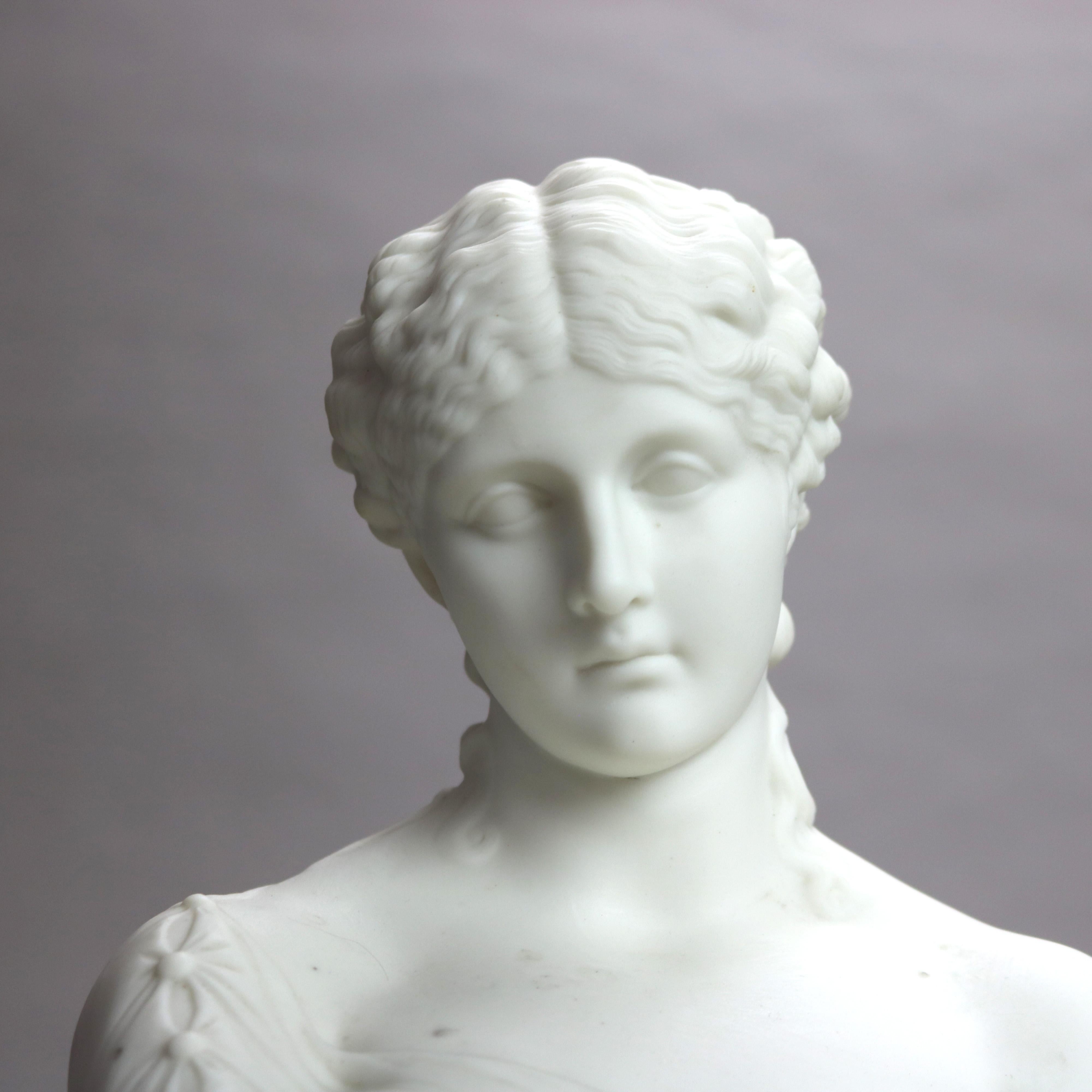 Antique Parian Bisque Porcelain Bust of a Classical Woman C1890 In Good Condition In Big Flats, NY