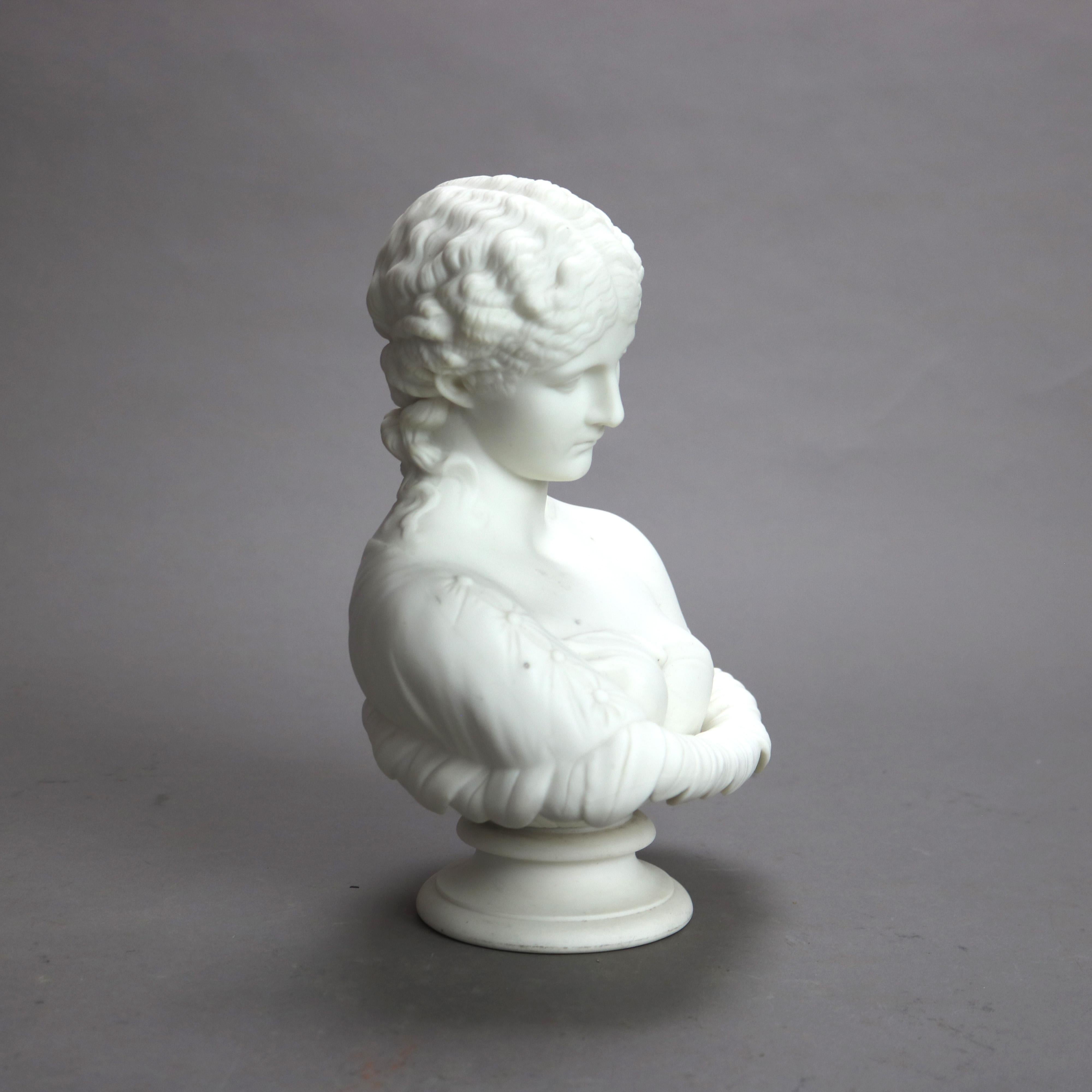 Antique Parian Bisque Porcelain Bust of a Classical Woman C1890 1