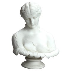 Antique Parian Bisque Porcelain Bust of a Classical Woman C1890