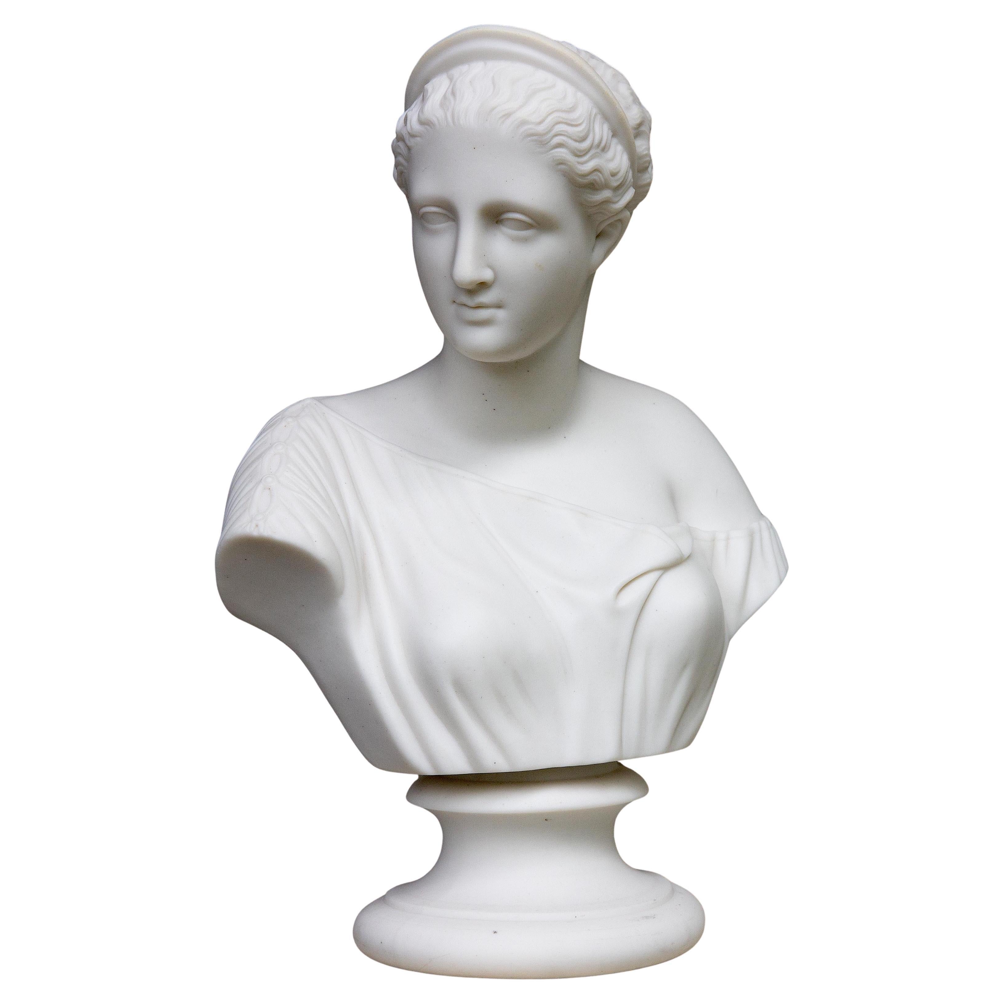 Antique Parian Bust of Diana 19th Century