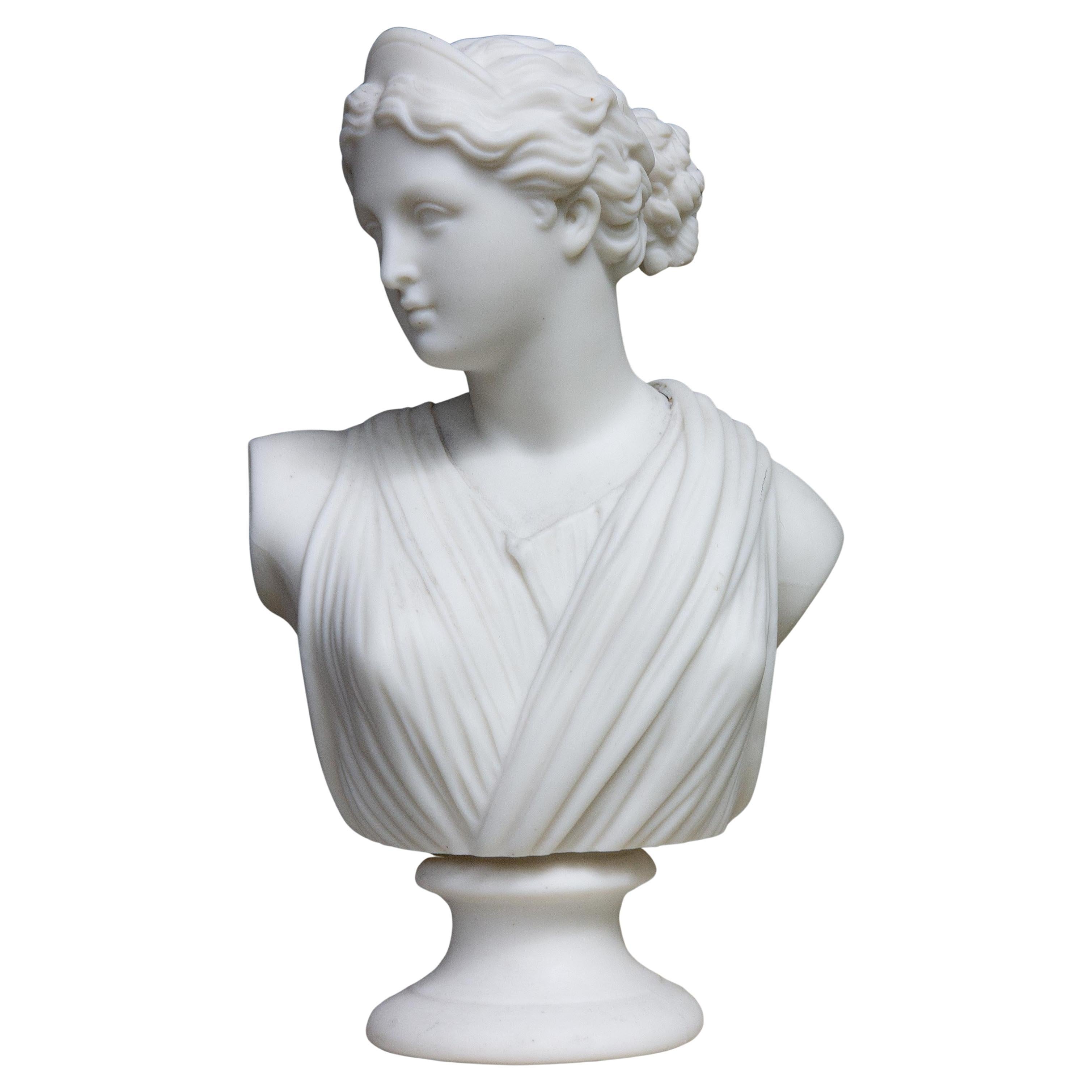 Antique Parian Bust of Diana 19th Century