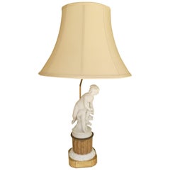 Antique Parian Eros on Gilt Pedestal French Table Lamp