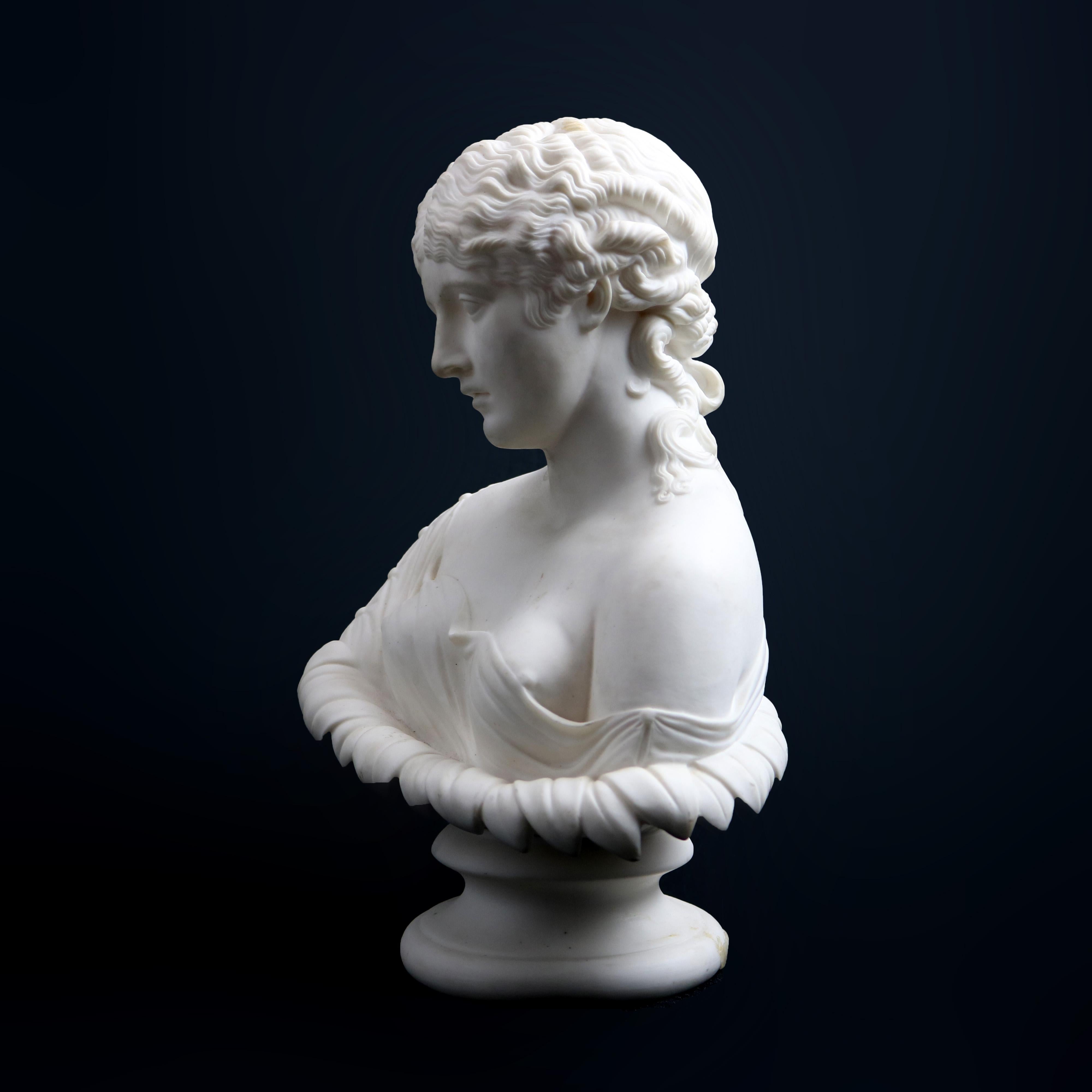 Antique Parian Porcelain Classical Maiden Portrait Sculpture circa 1890 6