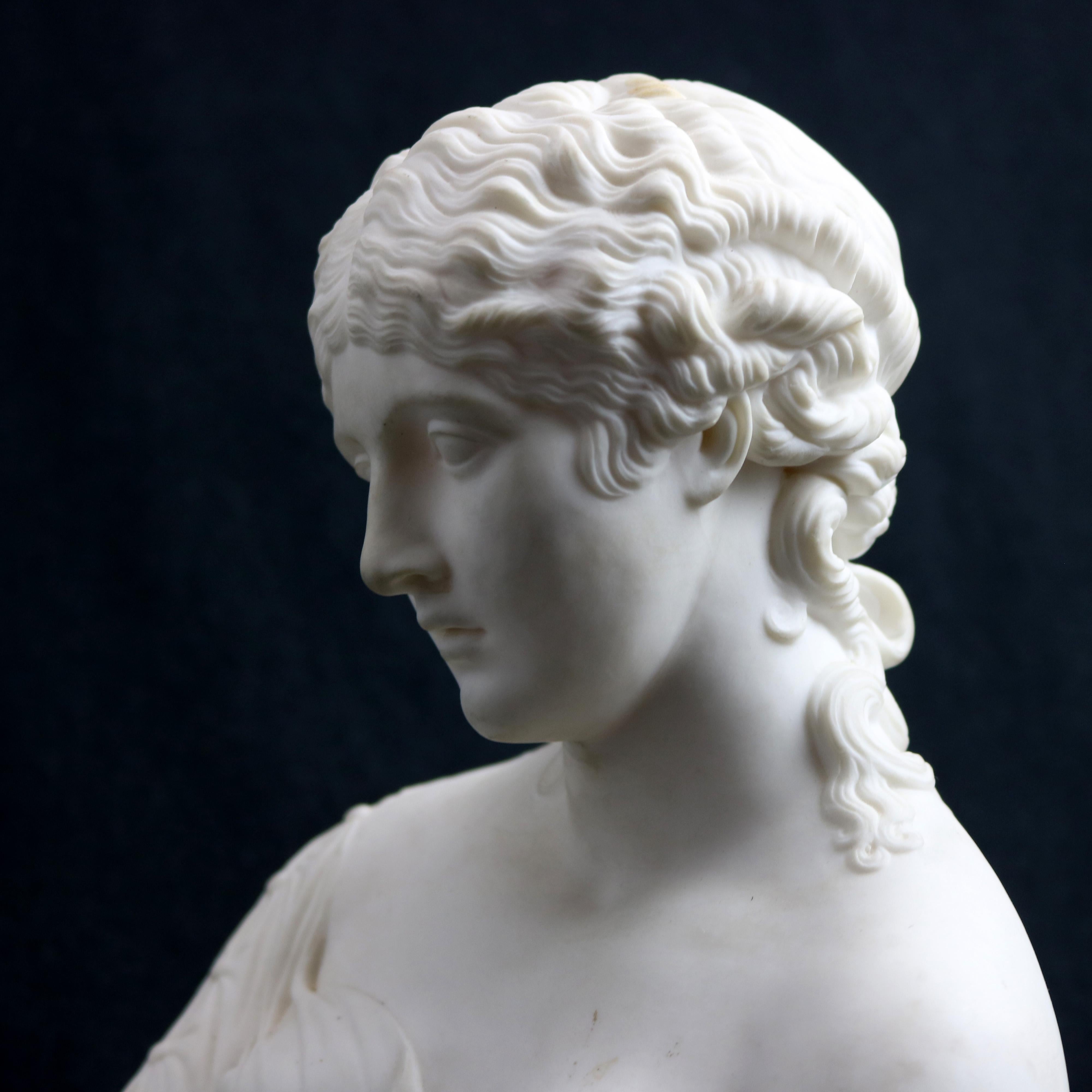 Antique Parian Porcelain Classical Maiden Portrait Sculpture circa 1890 8