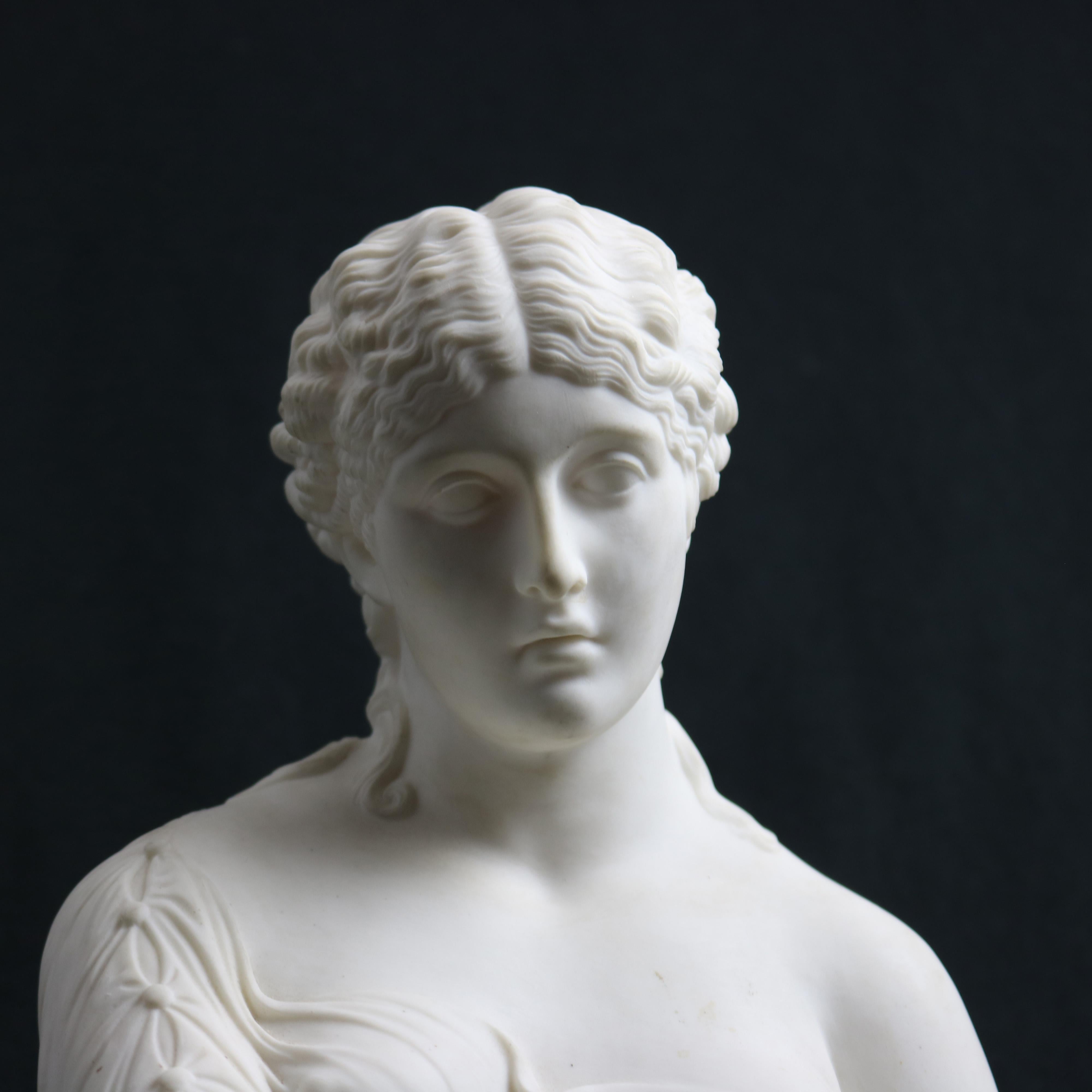 Antique Parian Porcelain Classical Maiden Portrait Sculpture circa 1890 1