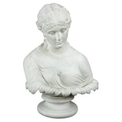 Antique Parian Porcelain Classical Maiden Portrait Sculpture circa 1890