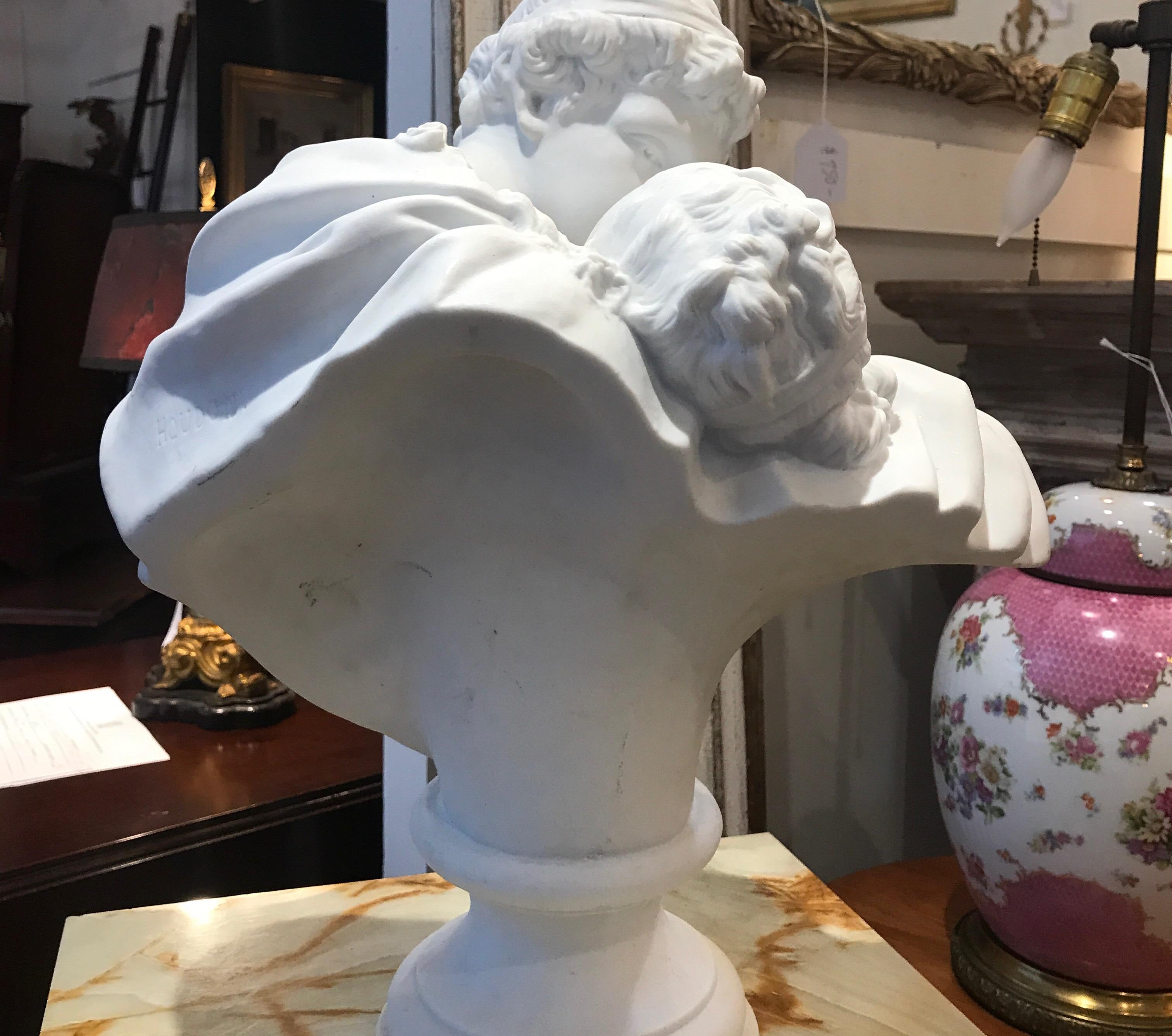 Antique Parian Porcelain Romantic Sculpture After Houdon the Kiss In Excellent Condition In Lambertville, NJ