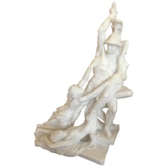 Vintage Parian Porcelain Sculpture of Intertwined Mythological Figures