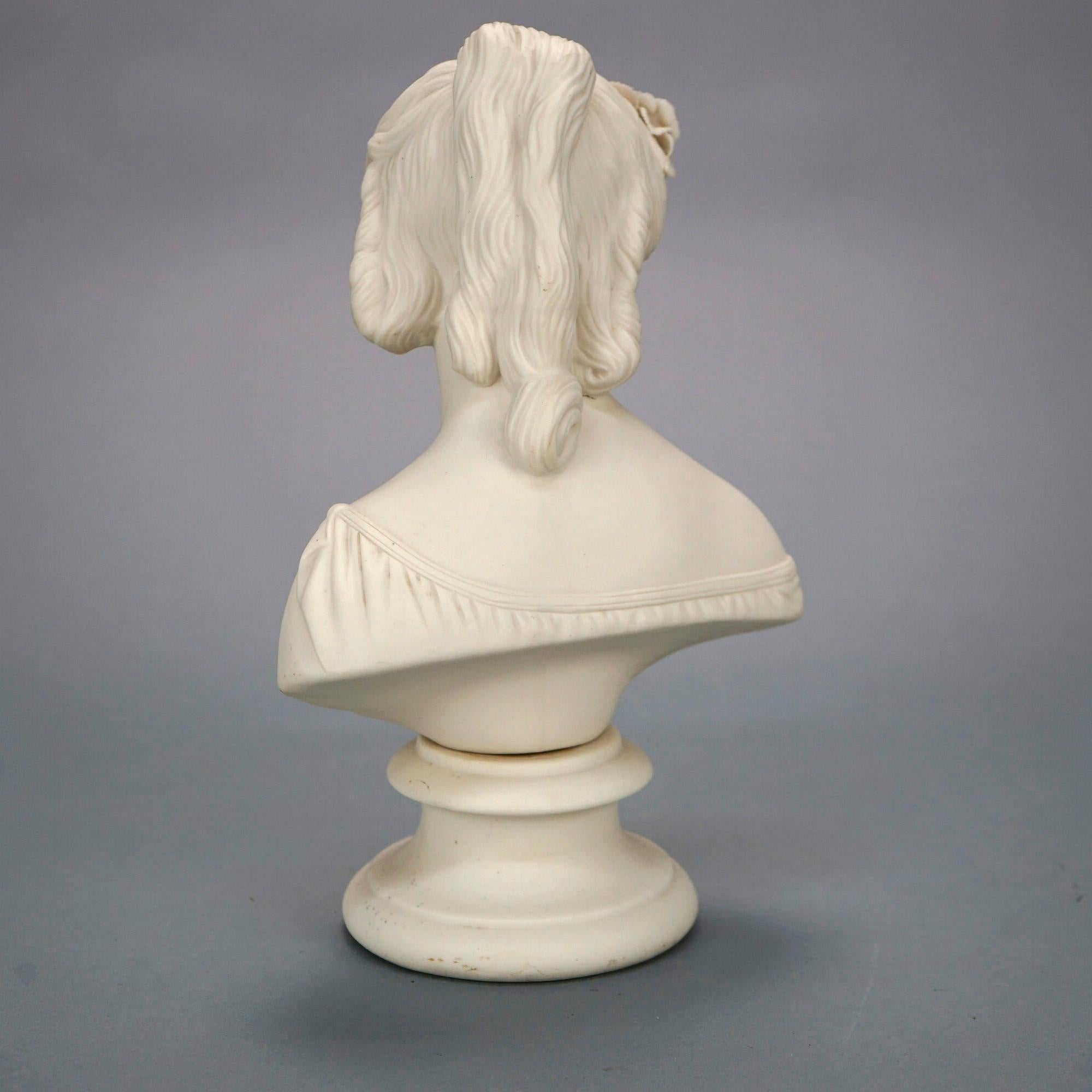 Antique Parian Sculpture Bust of a Classical Young Woman 19th C 3