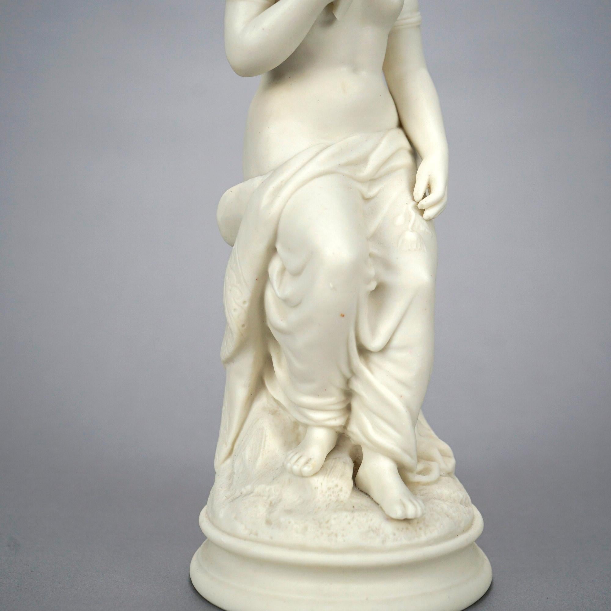 Antique Parian Sculpture of a Seated Classical Woman & Dove 19th C For Sale 4