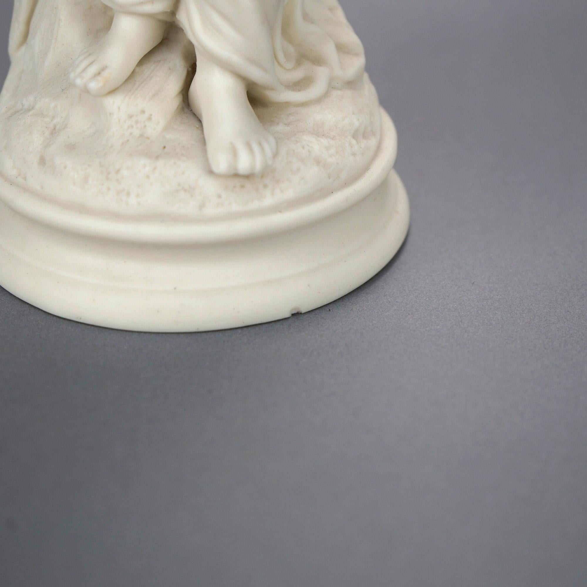 Antique Parian Sculpture of a Seated Classical Woman & Dove 19th C For Sale 6