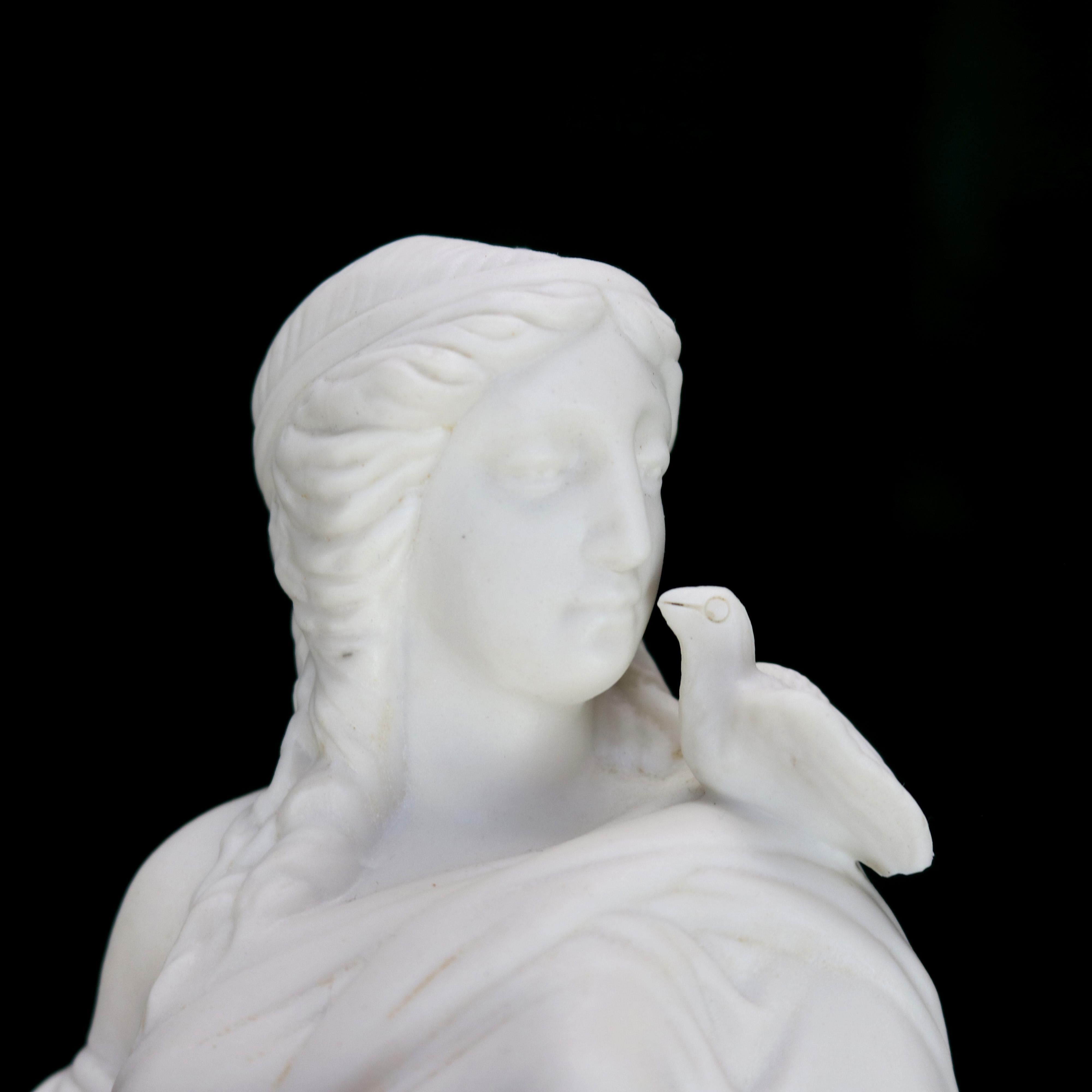Antica figura di donna classica con cornucopia in porcellana di Bisque di Parian Ware In condizioni buone in vendita a Big Flats, NY