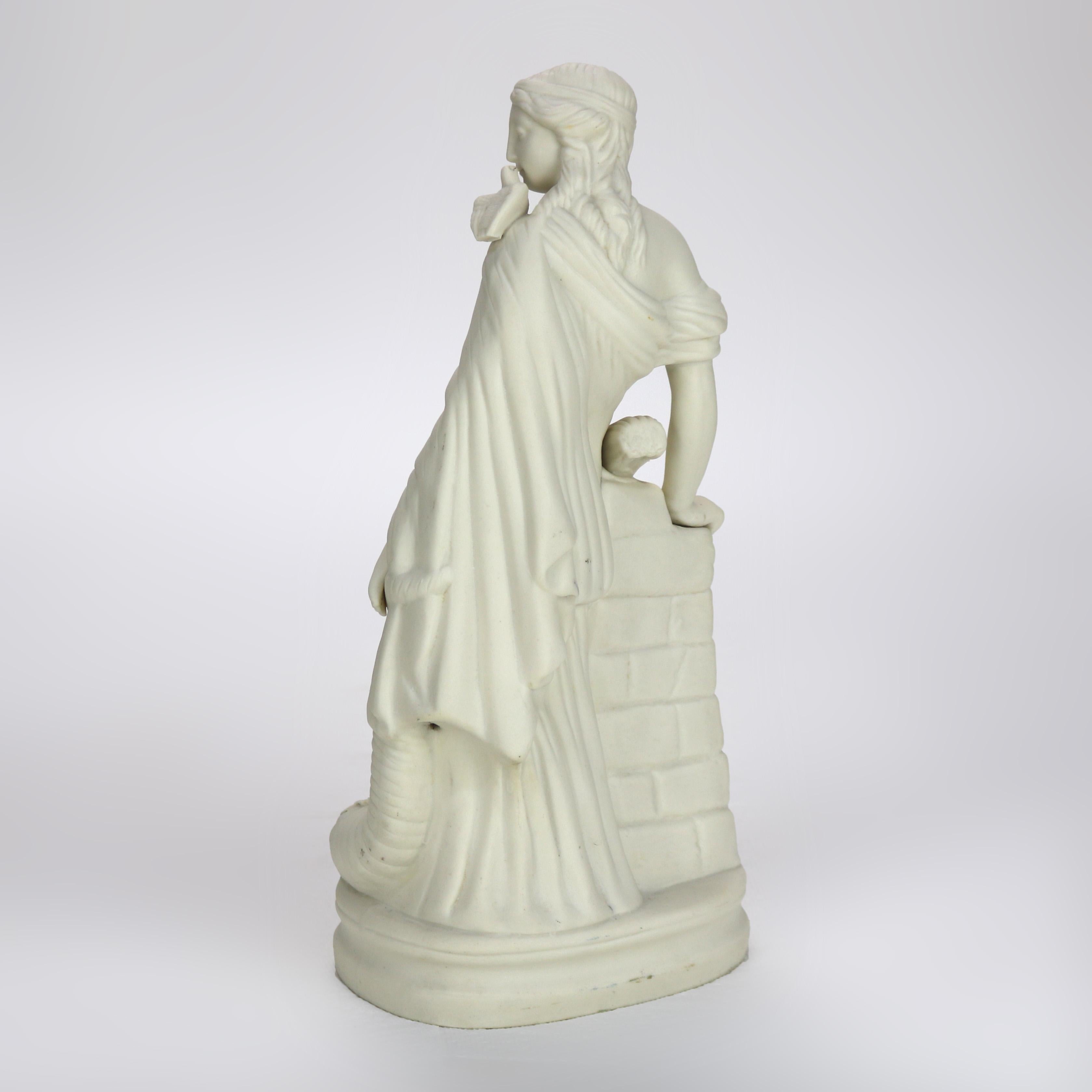 Antica figura di donna classica con cornucopia in porcellana di Bisque di Parian Ware in vendita 2