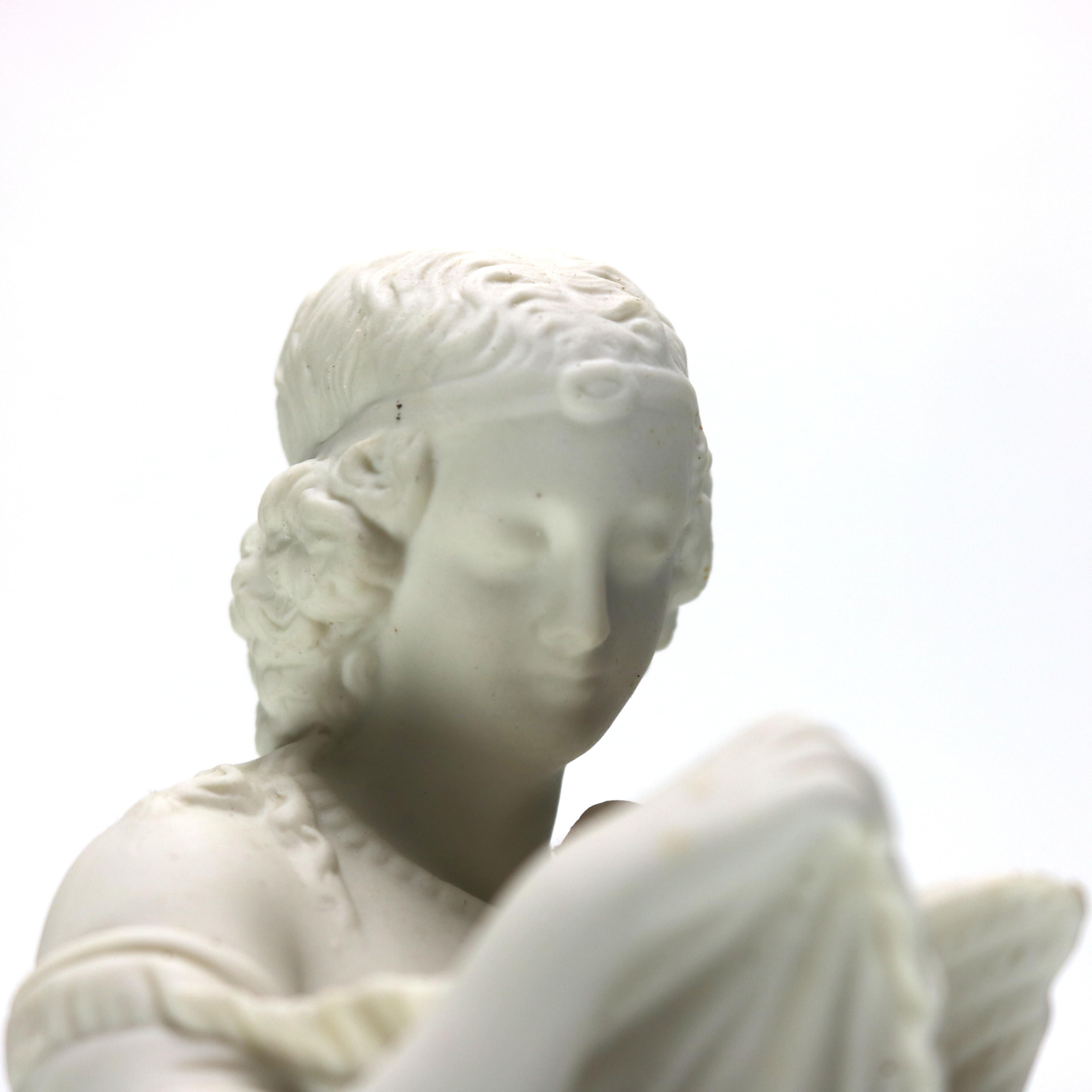 Antico modello di donna seduta con uccello in porcellana classica di Parian Ware C1880

Misure: 8,5