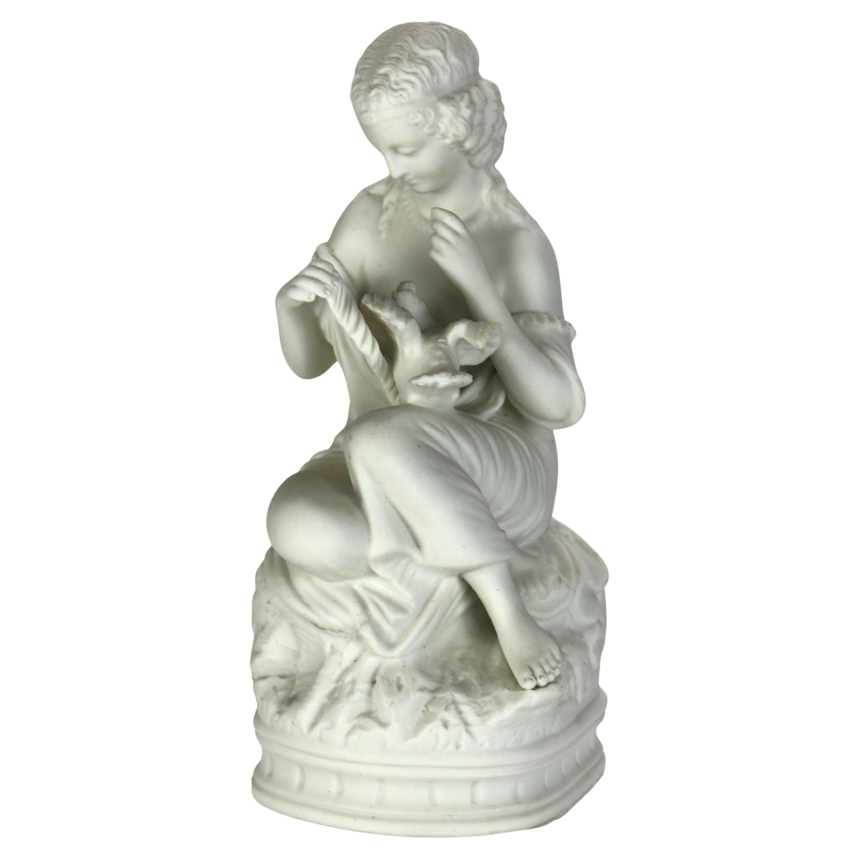 Antigua figura de porcelana de bisqué clásico de Parian Ware C1880