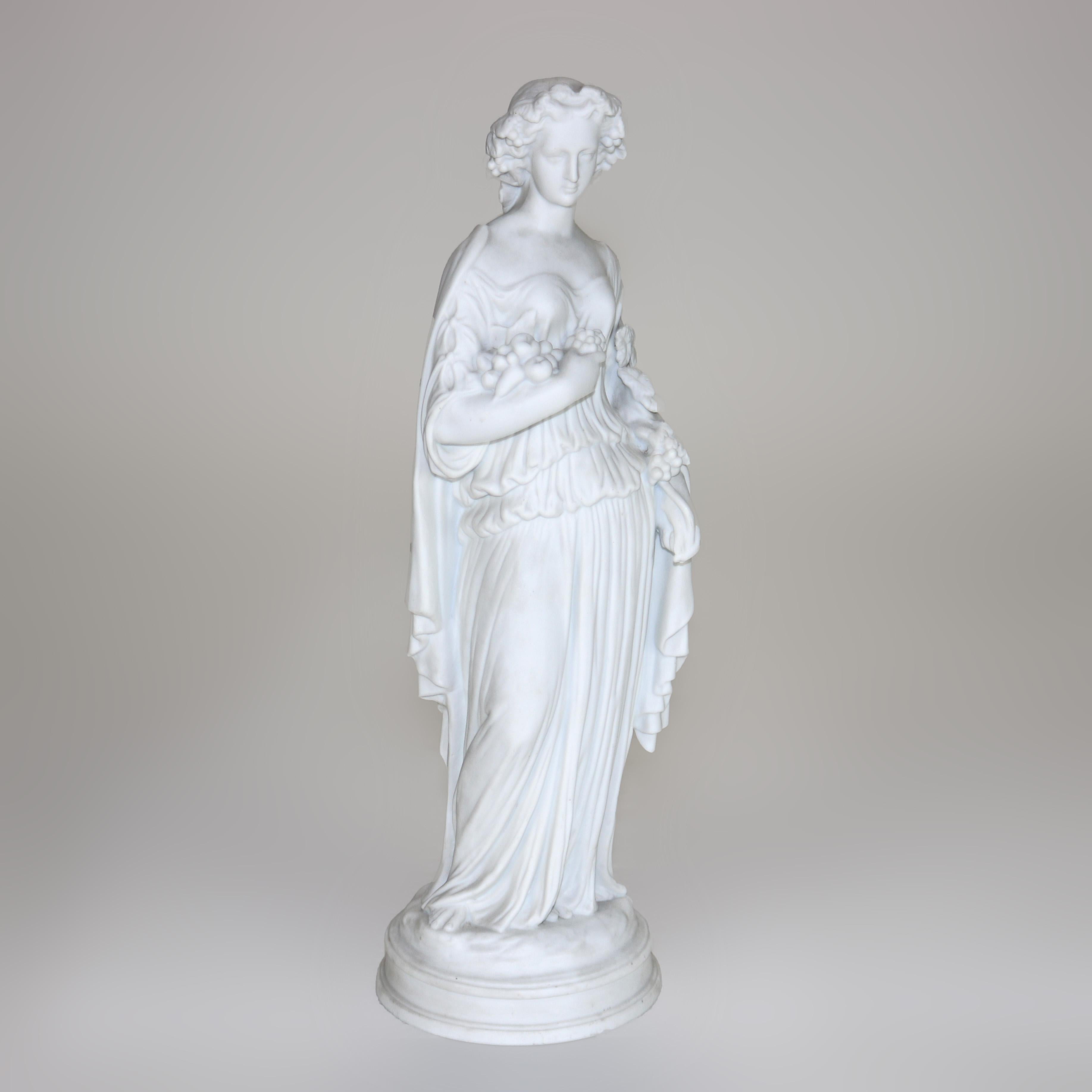 Antica figura di donna classica in porcellana di Parian Ware C1880 In condizioni buone in vendita a Big Flats, NY