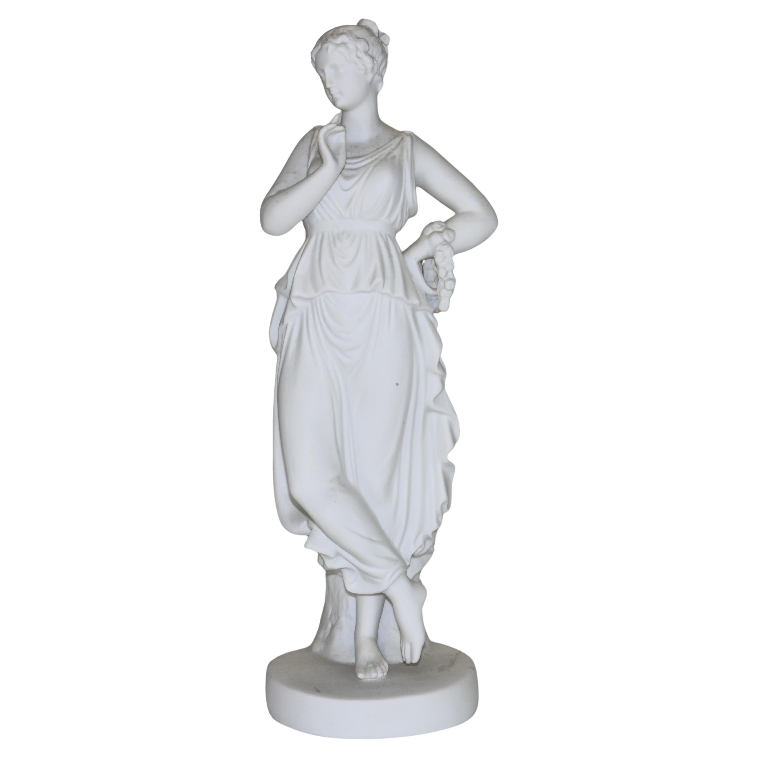 Antigua figura de porcelana Parian Ware Mujer clásica C1880