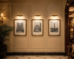 Antique Paris Landmarks Set of 3, Notre Dame Vendôme Molière, c.1855