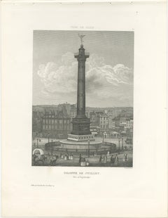 Antique Paris Monuments Set of 4, Pantheon Invalides Bastille Sulpice, c.1855