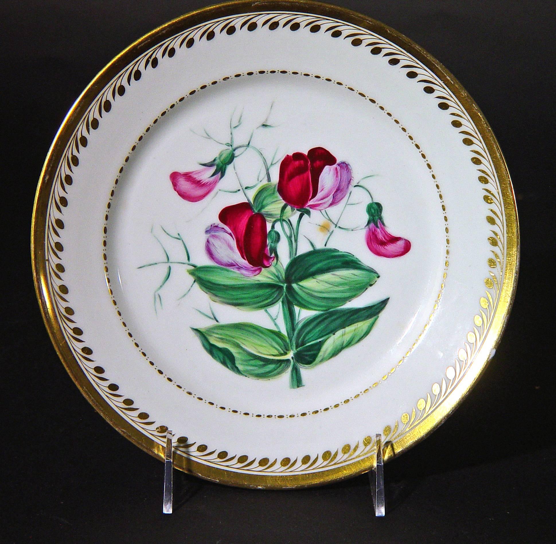 Antiguo Juego de Platos Botánicos de Porcelana de París, Flamen-Fleury en venta 1