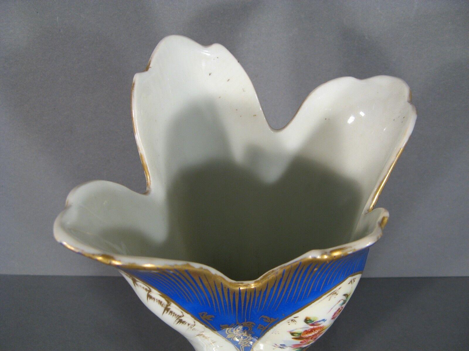 Jarrón antiguo de porcelana de iglesia de París con decoración floral -1Y88 Imperio