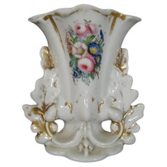 Antique Paris Porcelain Church Vase with Oak Leaves and Acorns Decor -1Y89