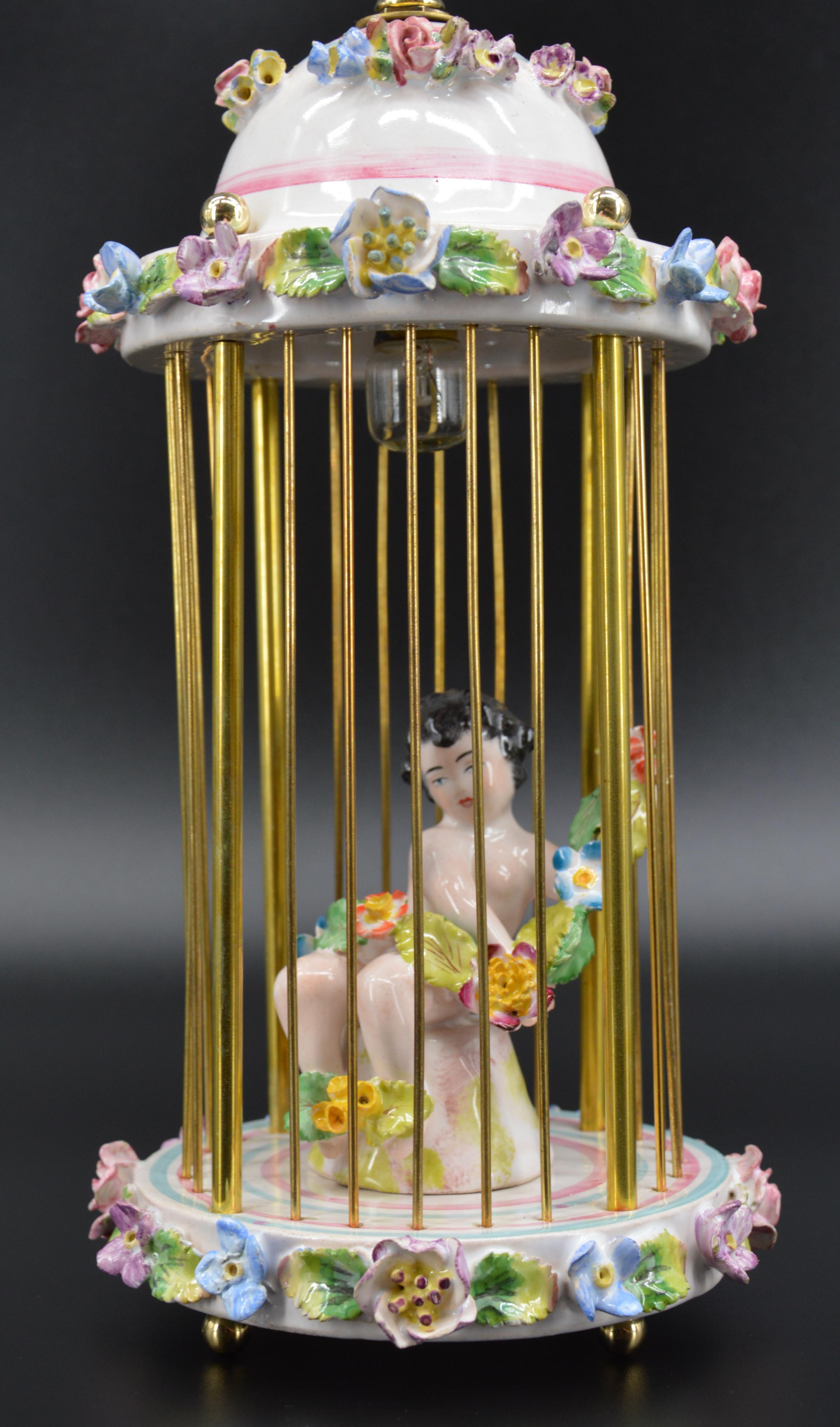 Napoleon III Antique Paris Porcelain Lantern Night Light, End 19th Century For Sale
